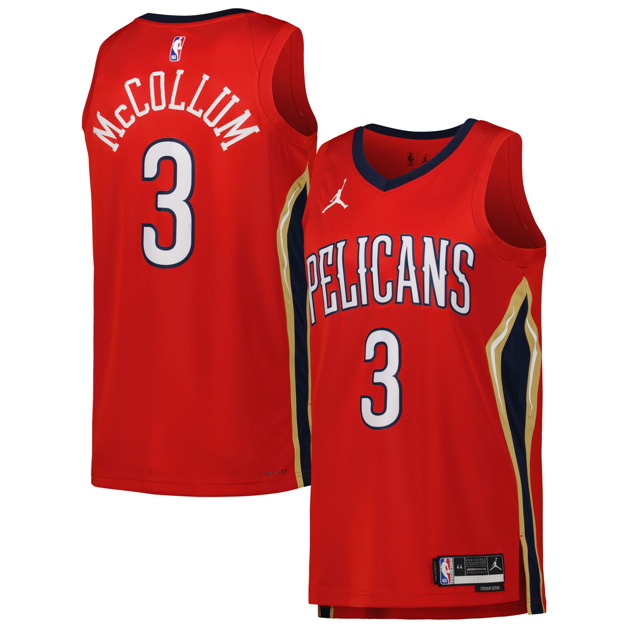 CJ McCollum New Orleans Pelicans Jordans Brand Unisex Swingman Jersey - Statement Edition - Red - vstockx