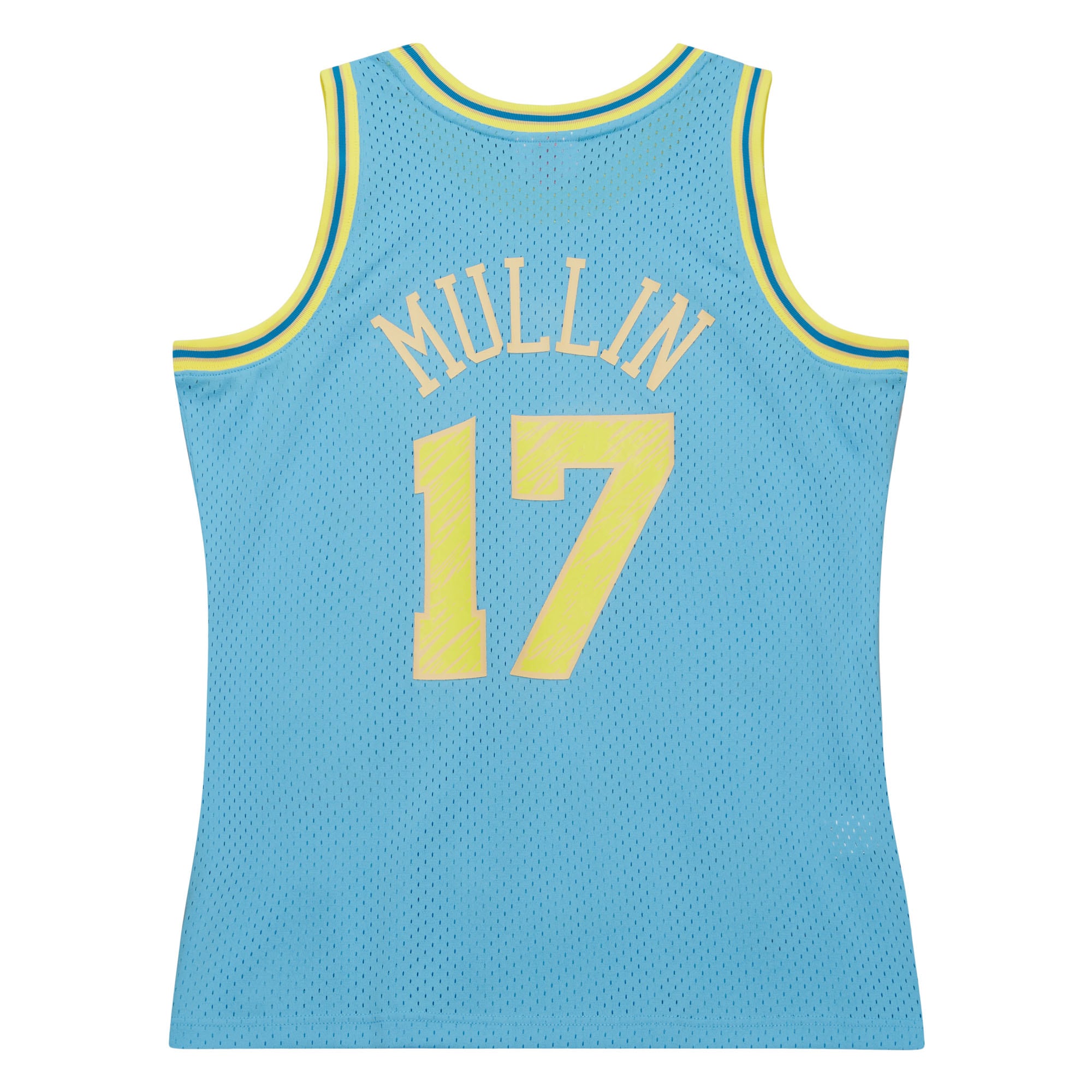 Chris Mullin Golden State Warriors Mitchell & Ness 1993/94 Swingman Sidewalk Sketch Jersey - Light Blue - vstockx