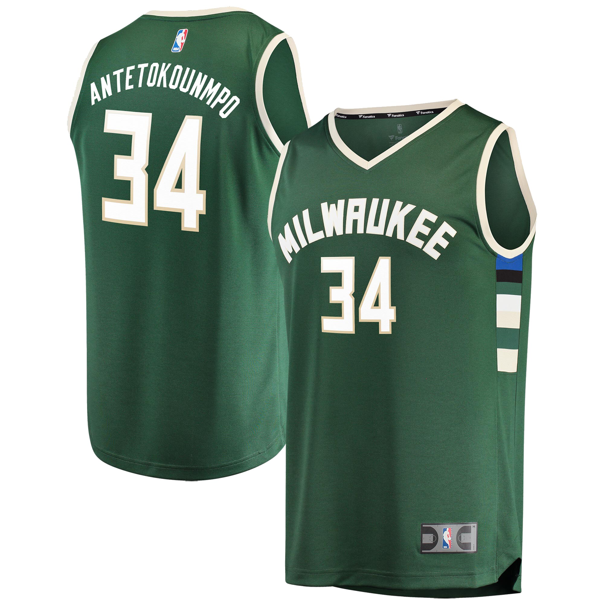 Giannis Antetokounmpo Milwaukee Bucks Fanatics Branded Youth Fast Break Replica Jersey Hunter Green - Icon Edition - vstockx