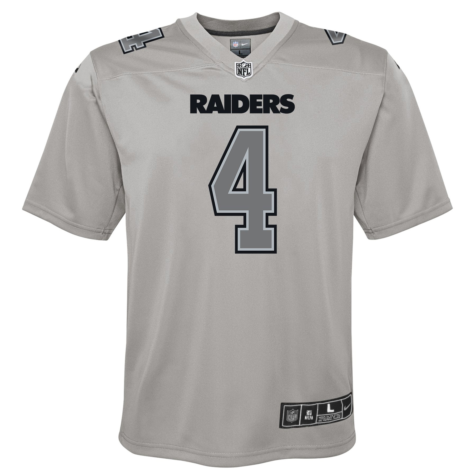 Derek Carr Las Vegas Raiders Nike Youth Atmosphere Game Jersey - Gray - vstockx