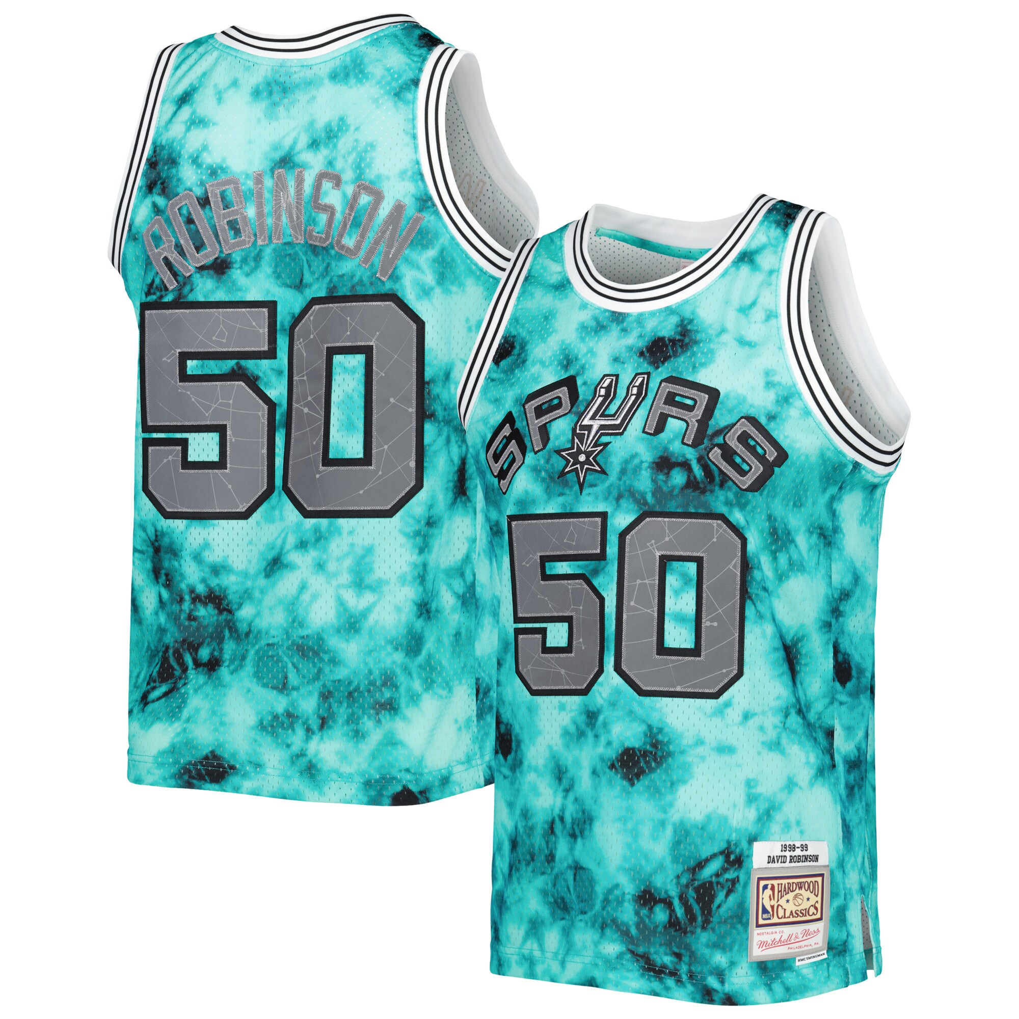 David Robinson San Antonio Spurs Mitchell & Ness 1998/99 Galaxy Swingman Jersey - Teal - vstockx
