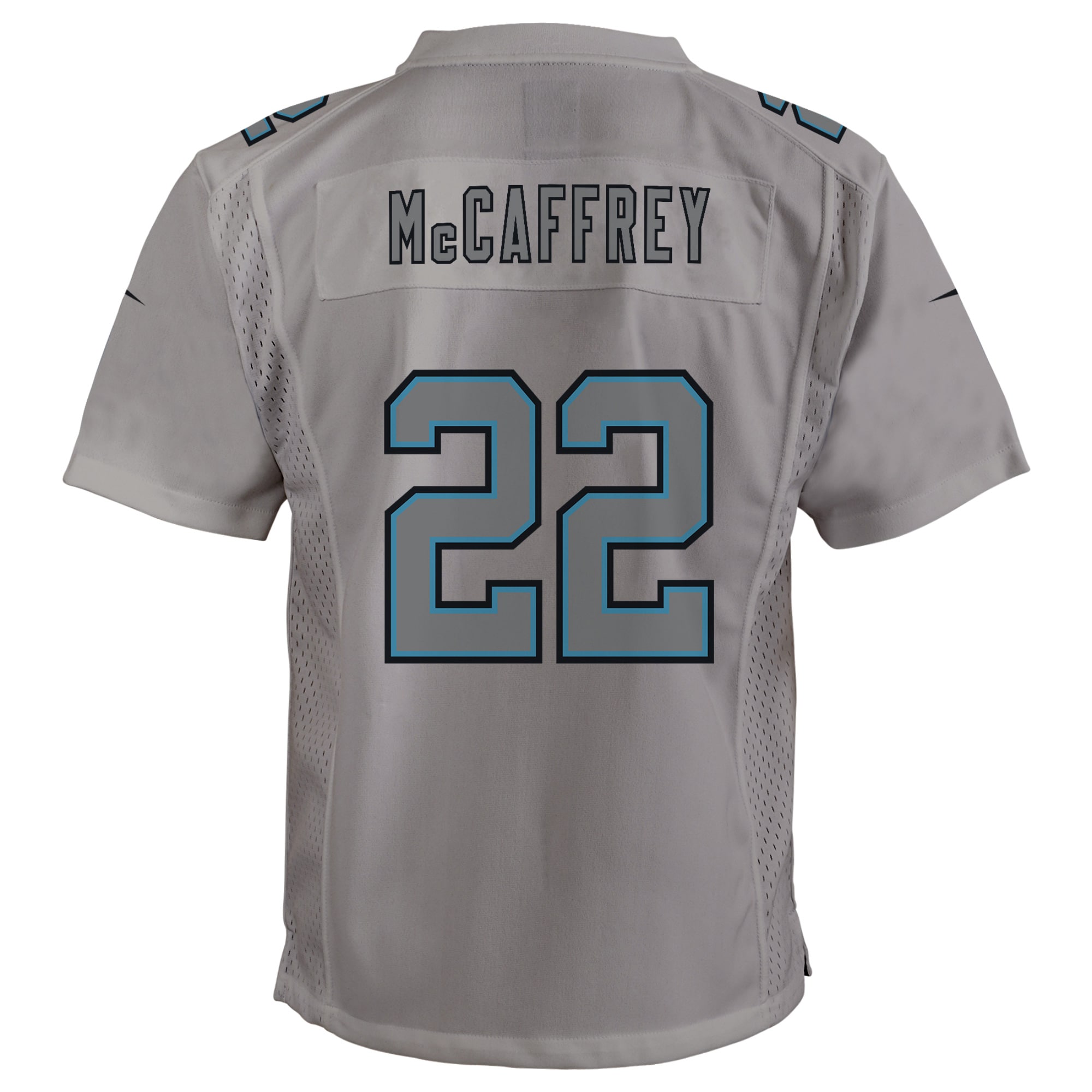 Christian McCaffrey Carolina Panthers Nike Youth Atmosphere Game Jersey - Gray - vstockx