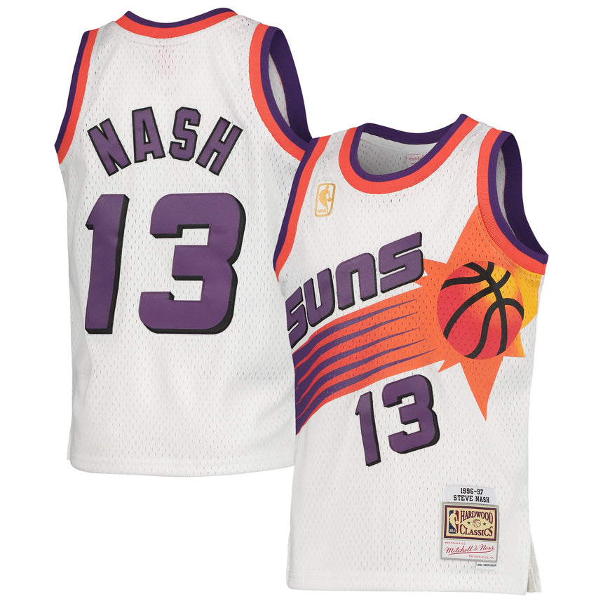 Youth Phoenix Suns Steve Nash Mitchell & Ness White 1996-97 Hardwood Classics Swingman Jersey - vstockx