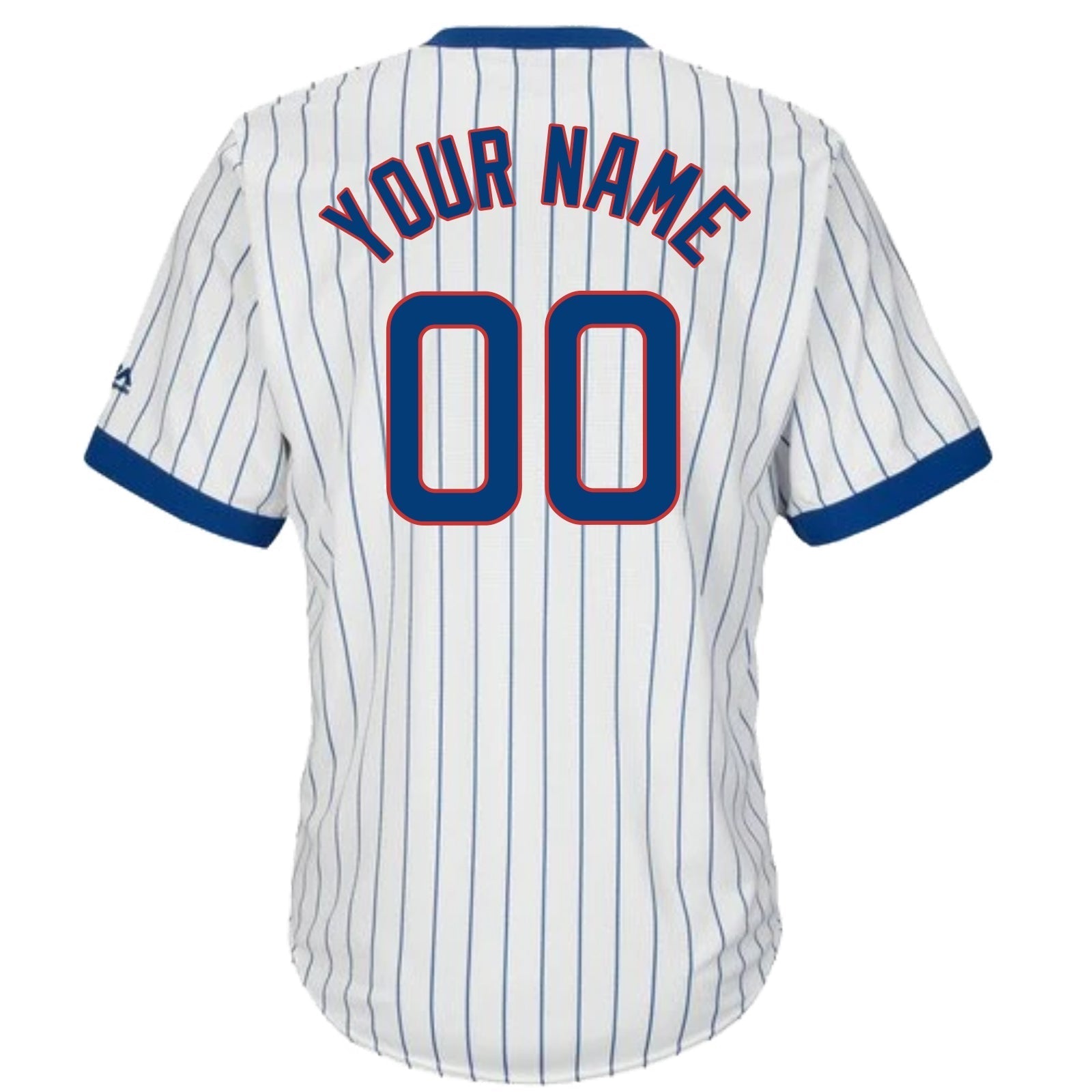 Custom Chicago Cubs Cooperstown White Pinstripe V-Neck Home Men's Jersey - vstockx