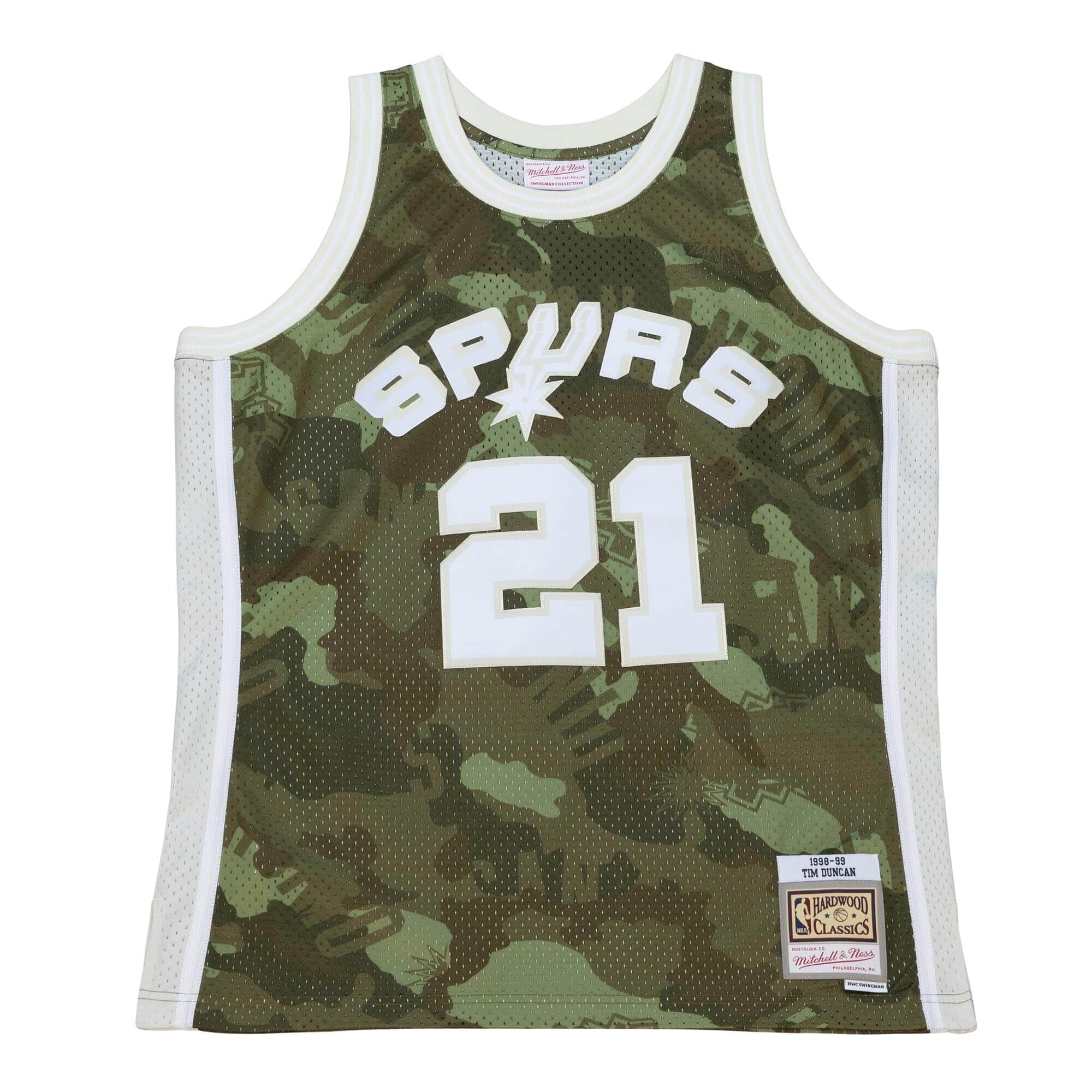 Ghost Green Camo Swingman Tim Duncan San Antonio Spurs 1998-99 Jersey - vstockx