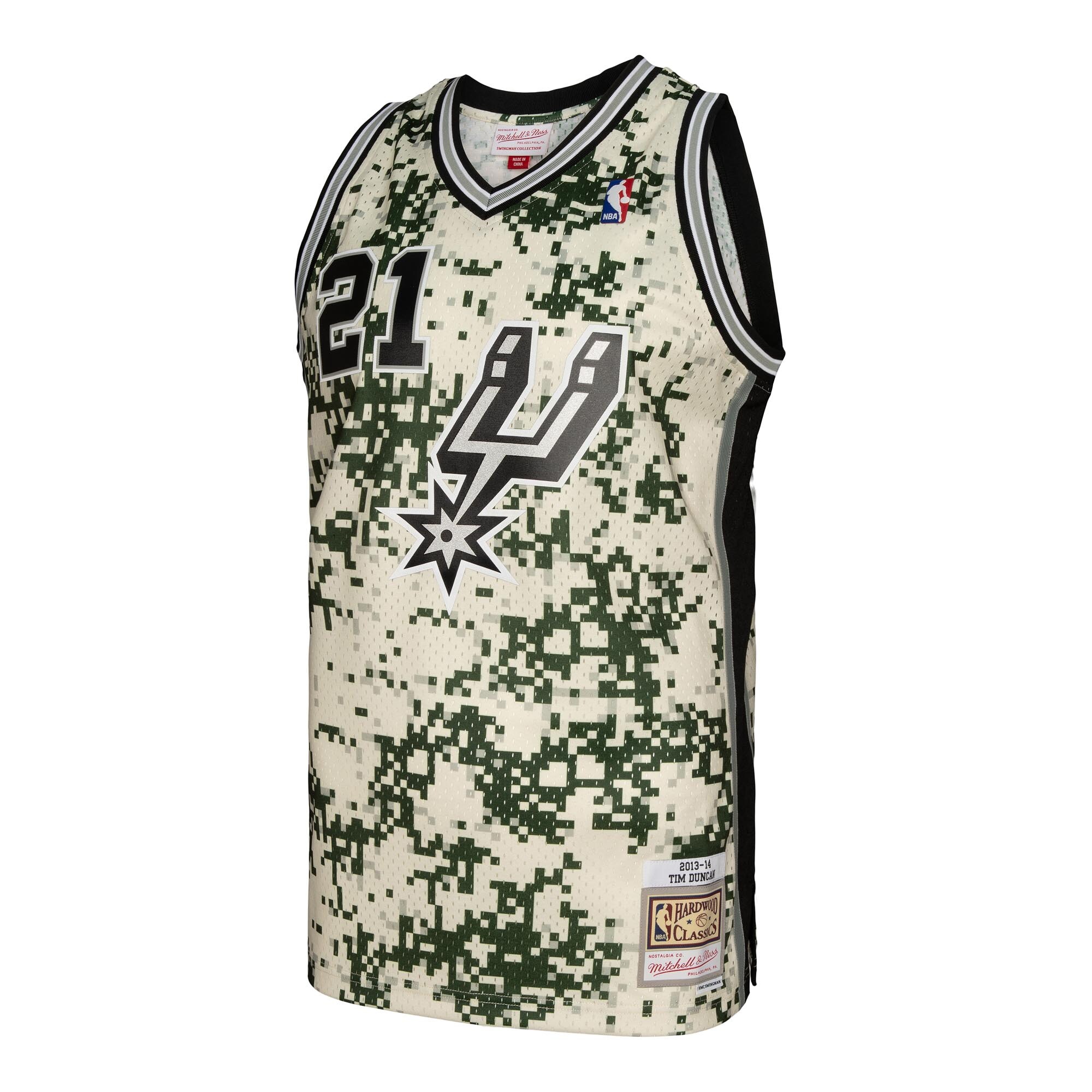Tim Duncan San Antonio Spurs Mitchell & Ness 2013/14 Swingman Jersey - Camo - vstockx