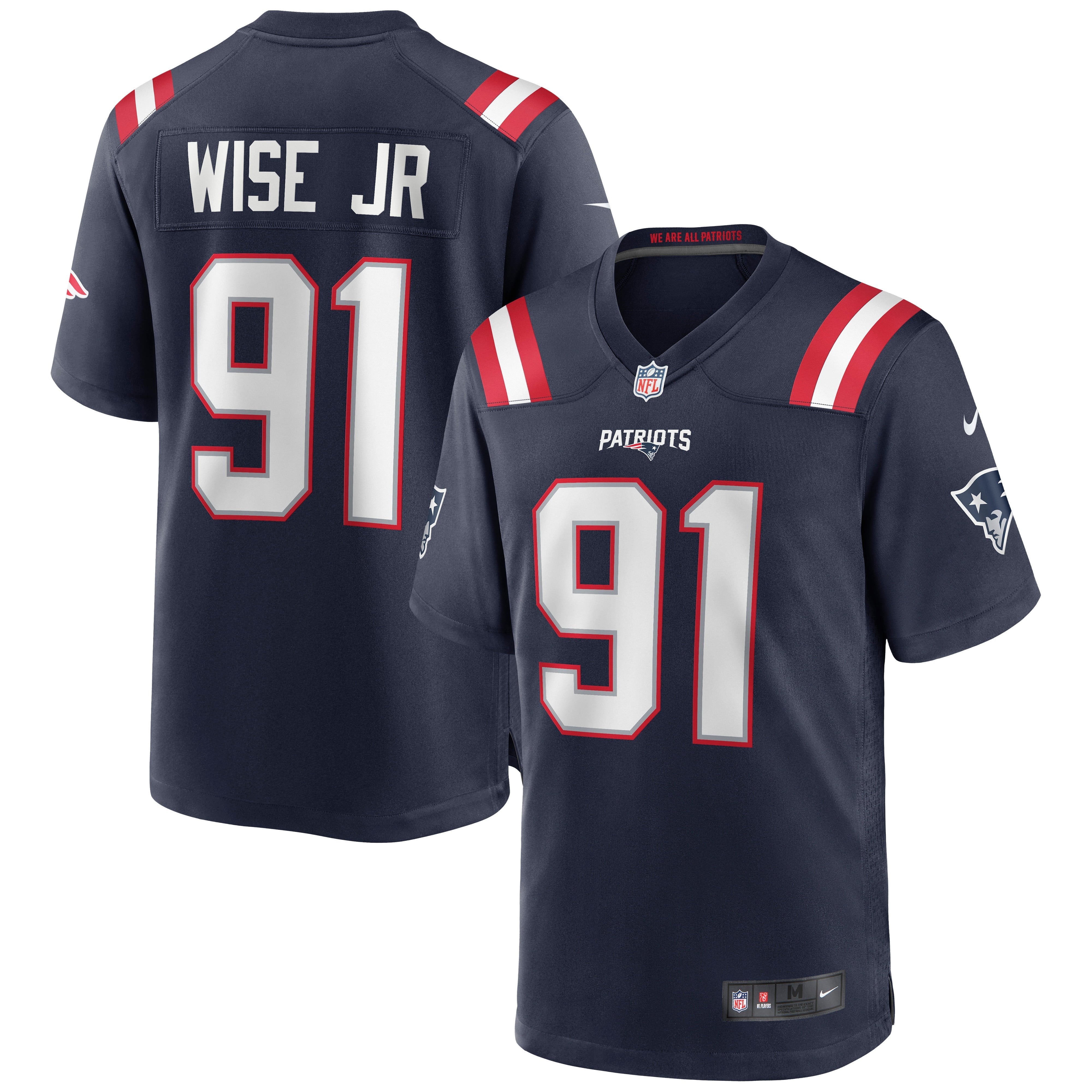 Men's Nike Deatrich Wise Jr. Navy New England Patriots Game Jersey - vstockx