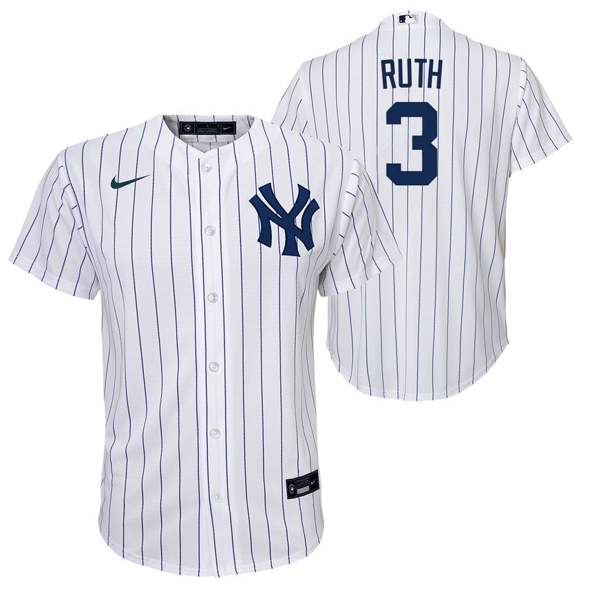 Youth Babe Ruth New York Yankees White Home Replica Player Jersey - vstockx