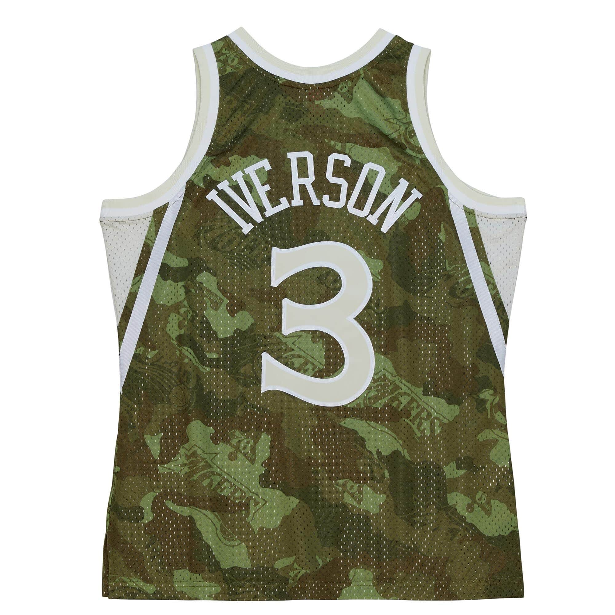 Ghost Green Camo Swingman Allen Iverson Philadelphia 76ers 1996-97 Jersey - vstockx