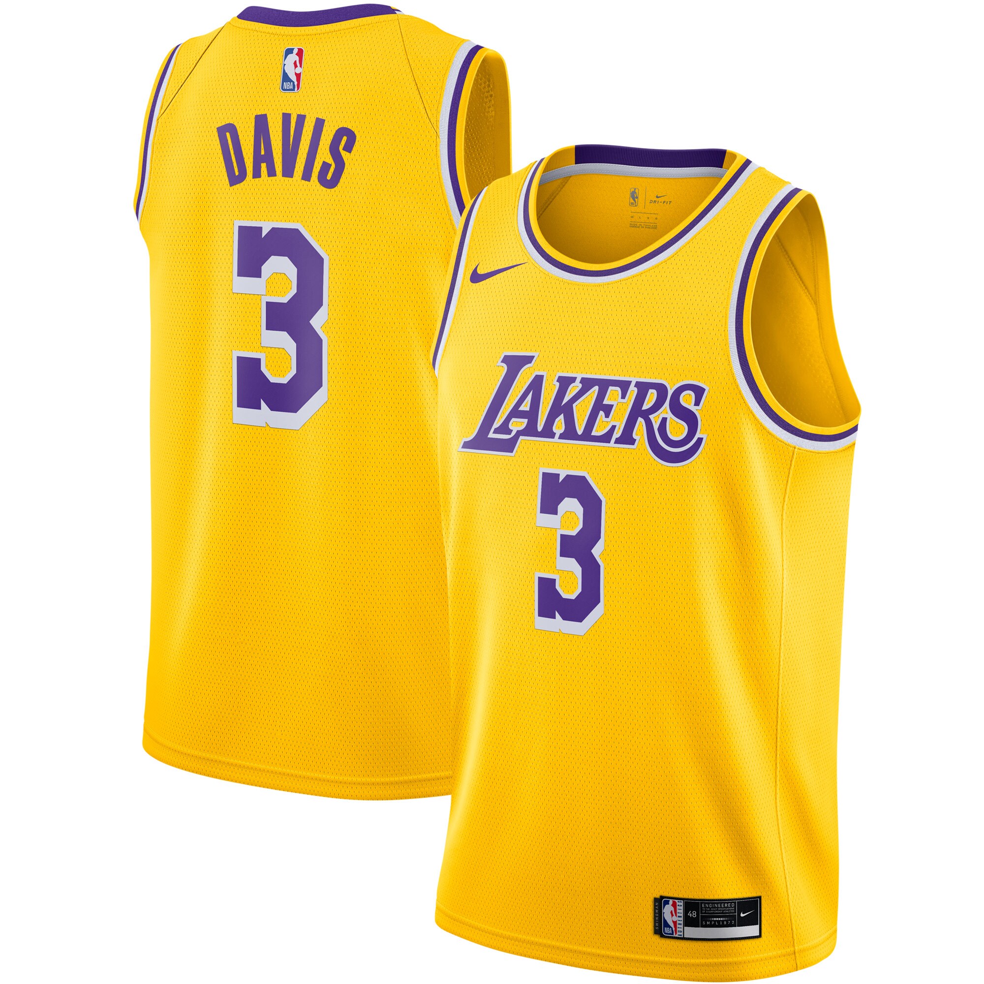 Anthony Davis Los Angeles Lakers Nike Swingman Jersey Gold - Icon Edition - vstockx