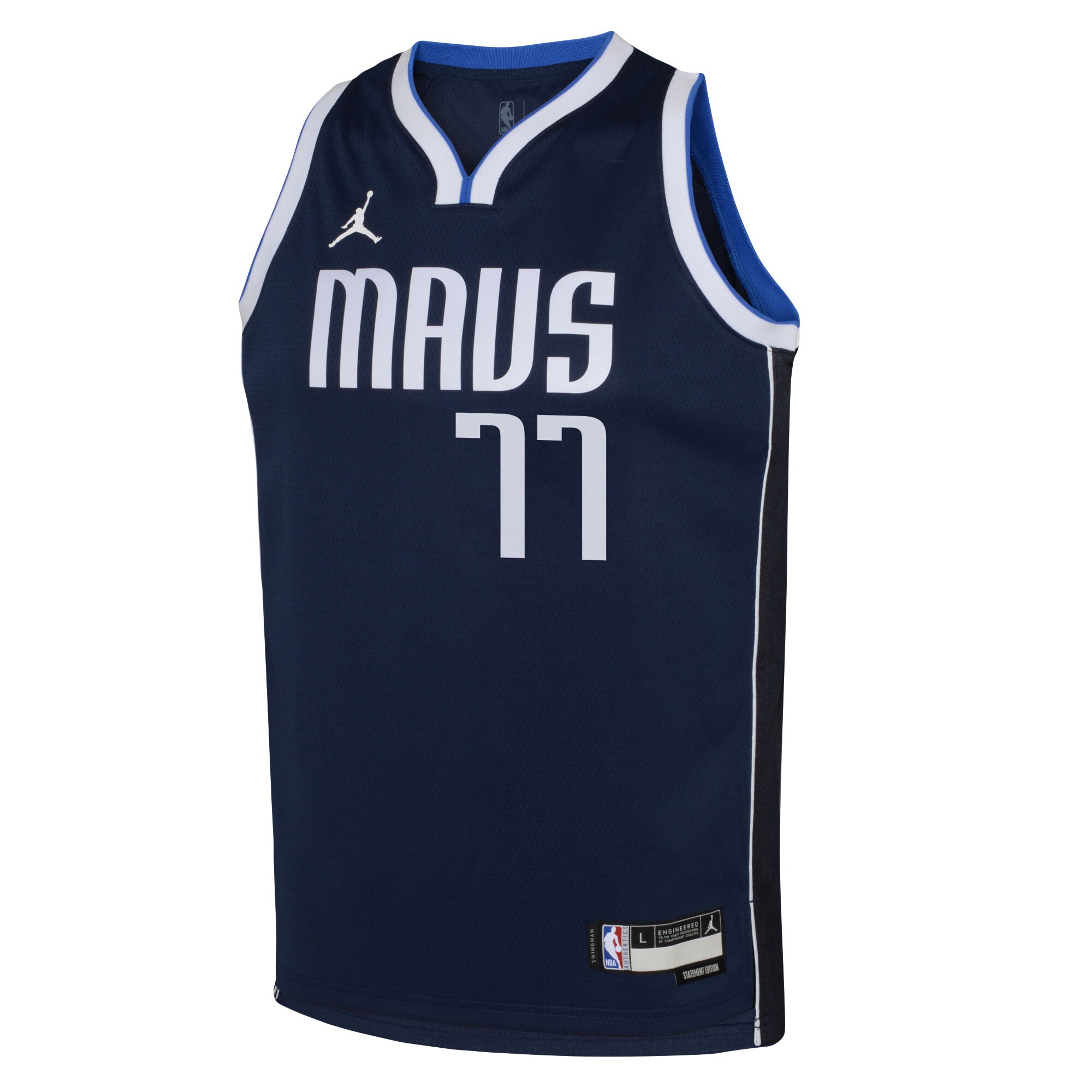 Luka Doncic Dallas Mavericks Jordans Brand Youth Swingman Jersey - Statement Edition - Navy - vstockx