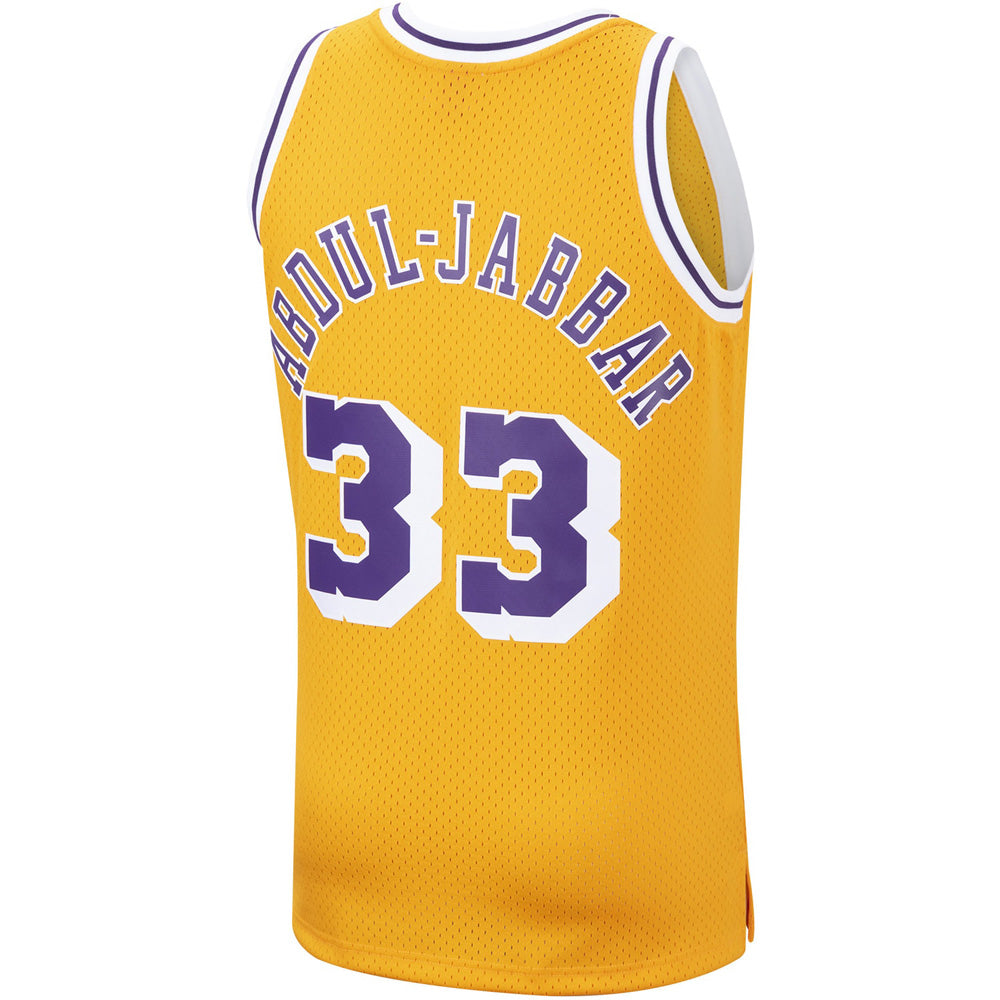 Men's Los Angeles Lakers Kareem Abdul-Jabbar 1984-85 Hardwood Classic Jersey - Gold - vstockx