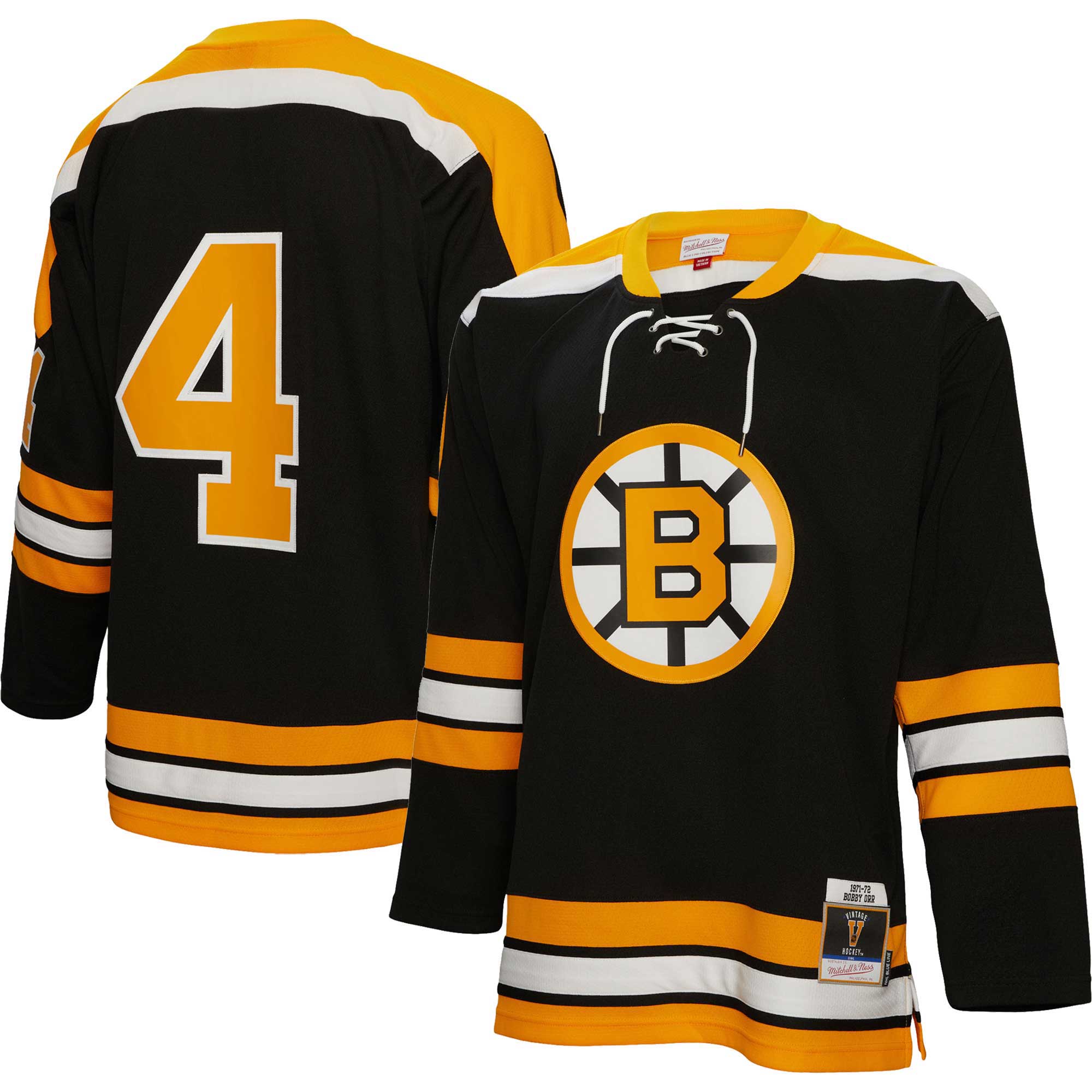 Bobby Orr Boston Bruins Mitchell & Ness Big & Tall 1971 Blue Line Player Jersey - Black - vstockx