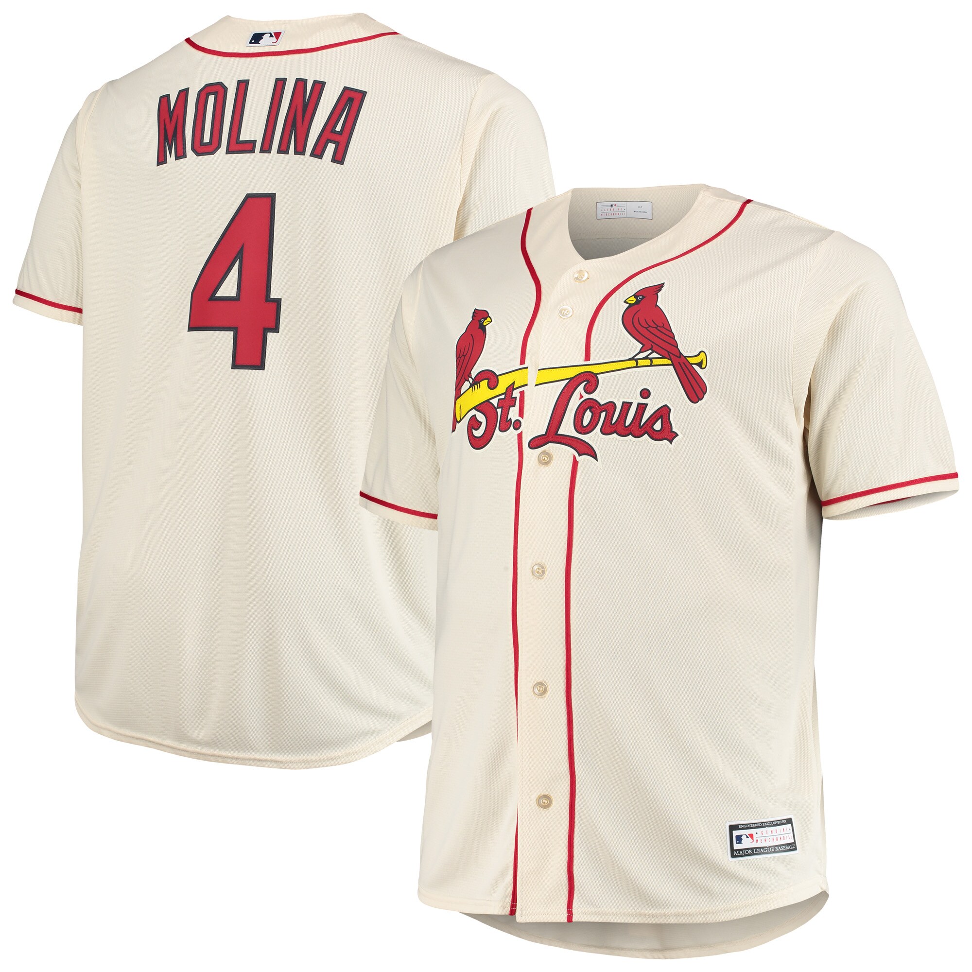Yadier Molina St. Louis Cardinals Big & Tall Replica Player Jersey - Cream - vstockx