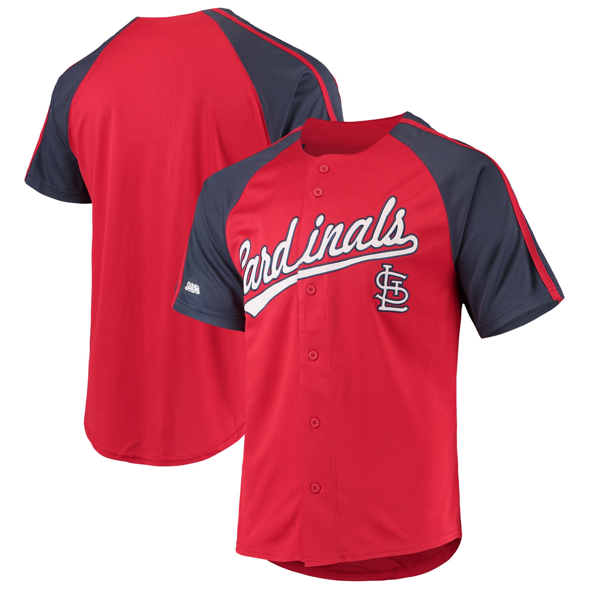 St. Louis Cardinals Stitches Button-Down Raglan Replica Jersey - Red - vstockx