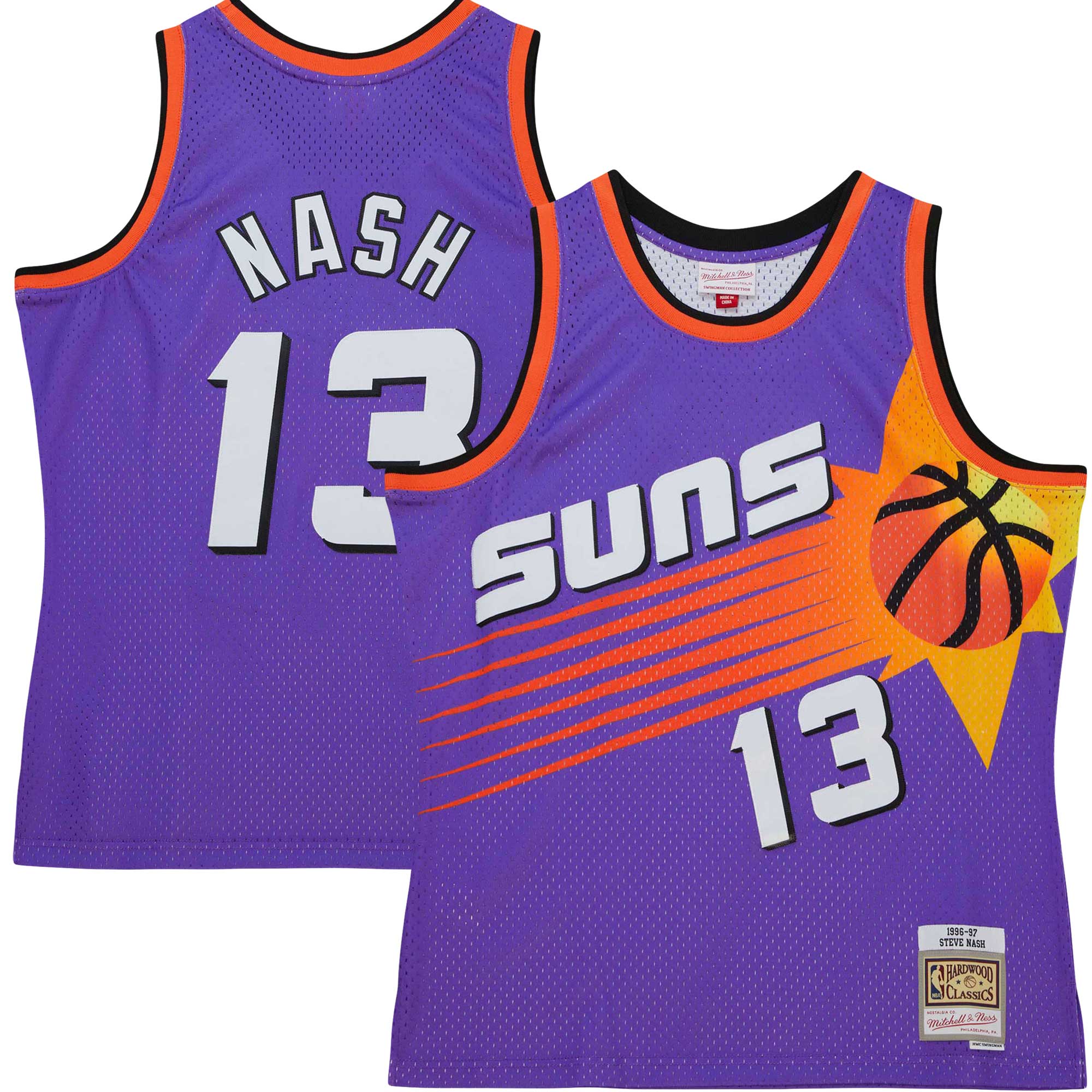 Steve Nash Phoenix Suns Mitchell & Ness Hardwood Classics 1996/97 Tropical Swingman Jersey - Purple - vstockx