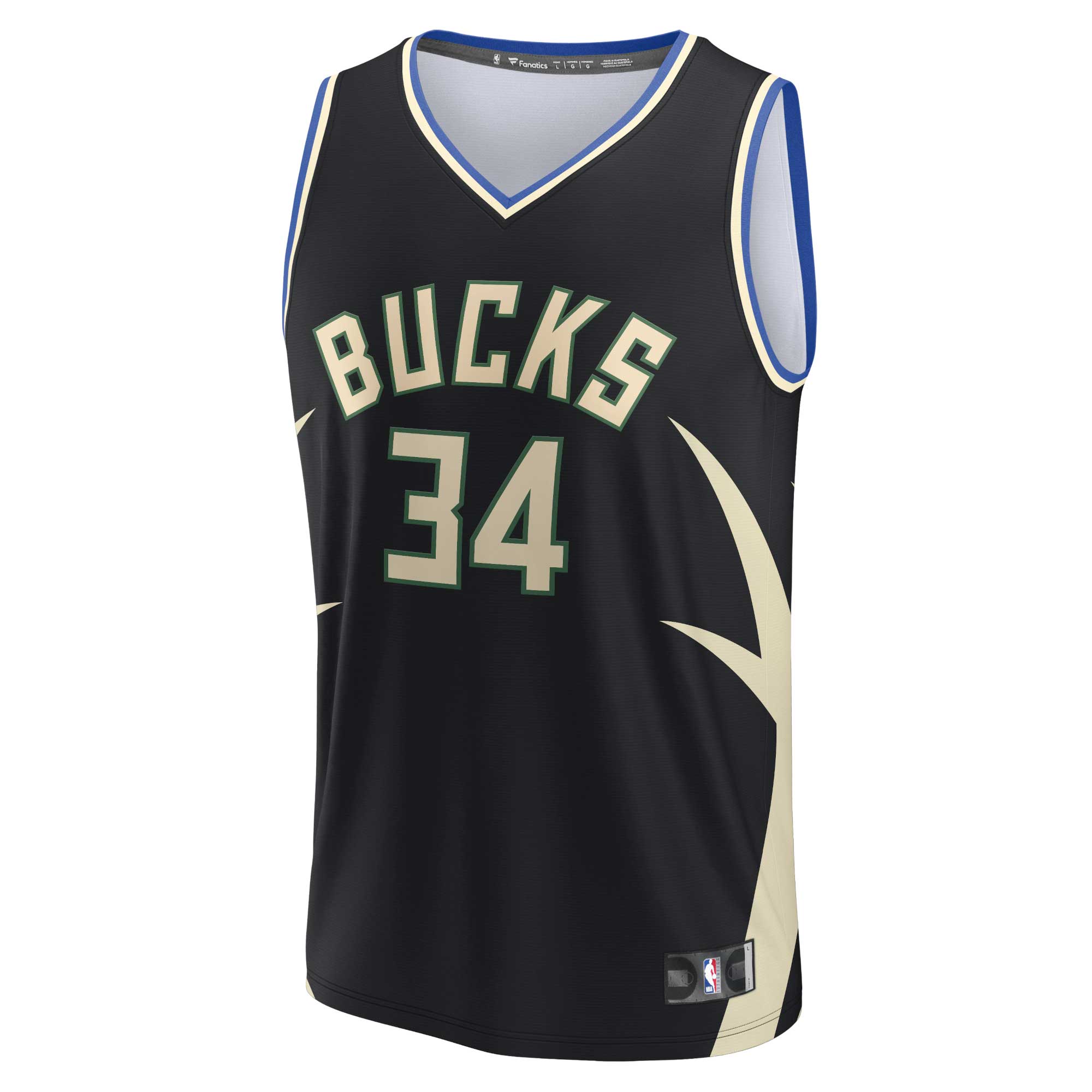 Giannis Antetokounmpo Milwaukee Bucks Fanatics Branded Fast Break Replica Player Jersey - Statement Edition - Black - vstockx