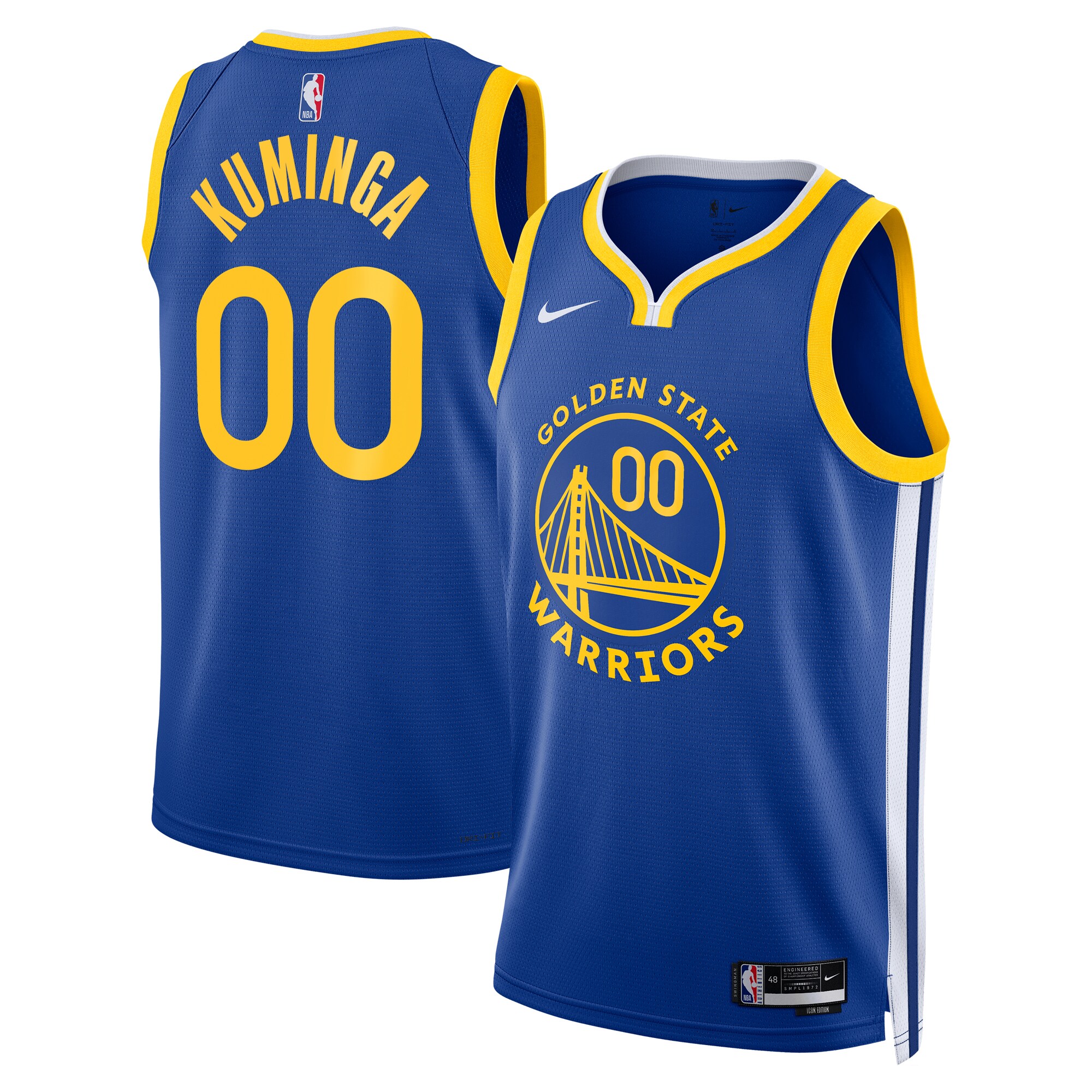 Jonathan Kuminga Golden State Warriors Nike Unisex Swingman Badge Player Jersey - Icon Edition - Royal - vstockx