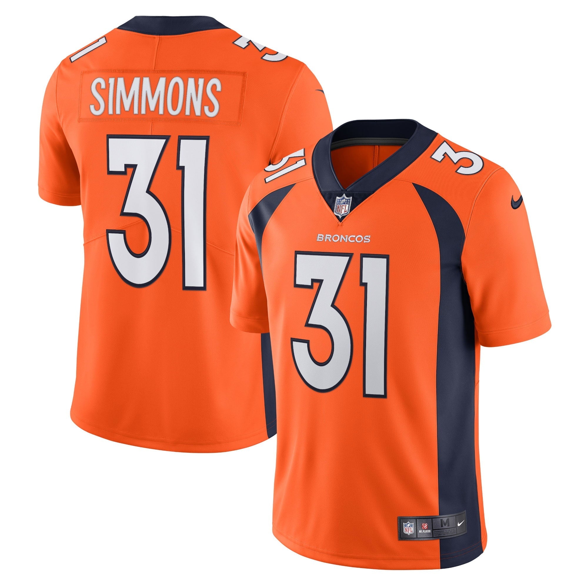 Men's Nike Justin Simmons Orange Denver Broncos Vapor Limited Jersey - vstockx
