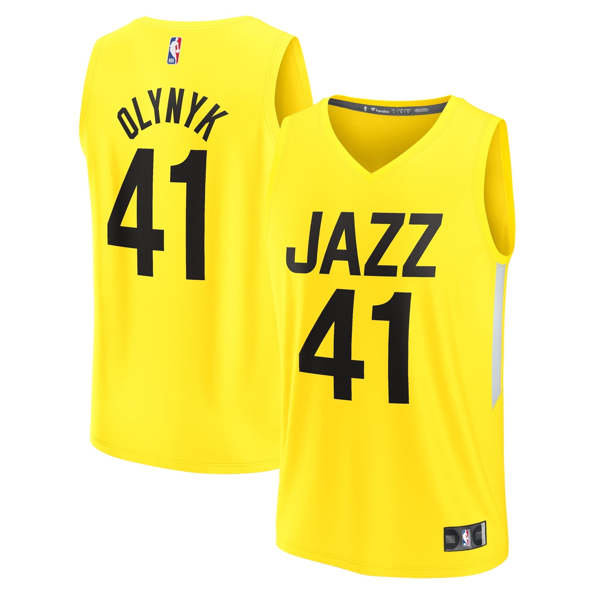 Youth Fanatics Branded Kelly Olynyk Yellow Utah Jazz Fast Break Player Jersey - Icon Edition - vstockx