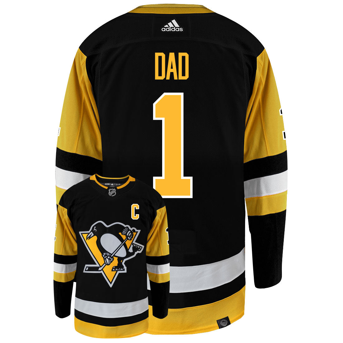 Pittsburgh Penguins Dad Number One Adidas Primegreen Authentic NHL Hockey Jersey - vstockx