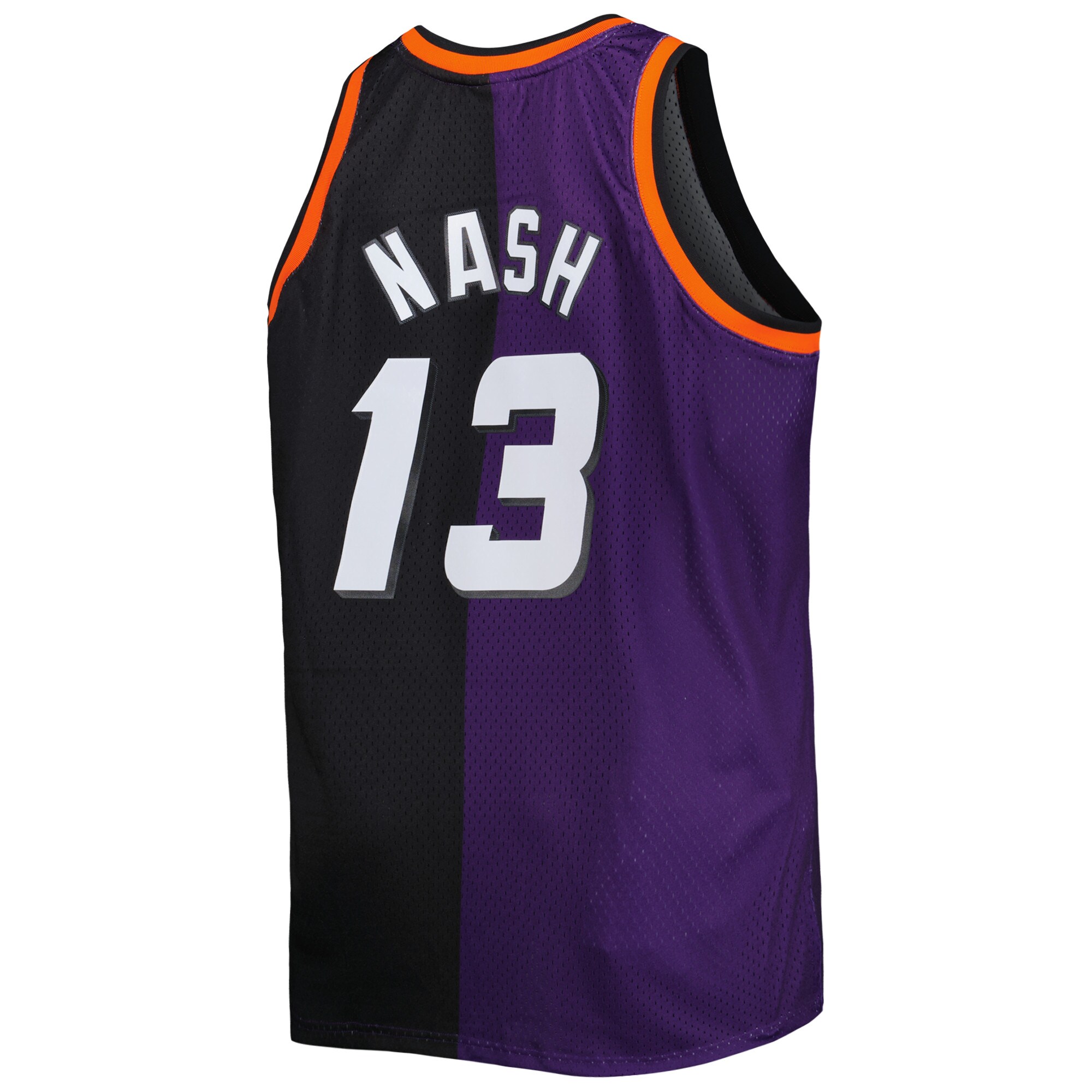 Steve Nash Phoenix Suns Mitchell & Ness Big & Tall Hardwood Classics 1996/97 Split Swingman Jersey - Purple/Black - vstockx