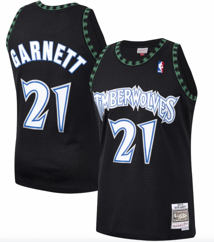 Men's Minnesota Timberwolves Kevin Garnett Mitchell & Ness Black 1997-98 Hardwood Classics Swingman Player Jersey - vstockx