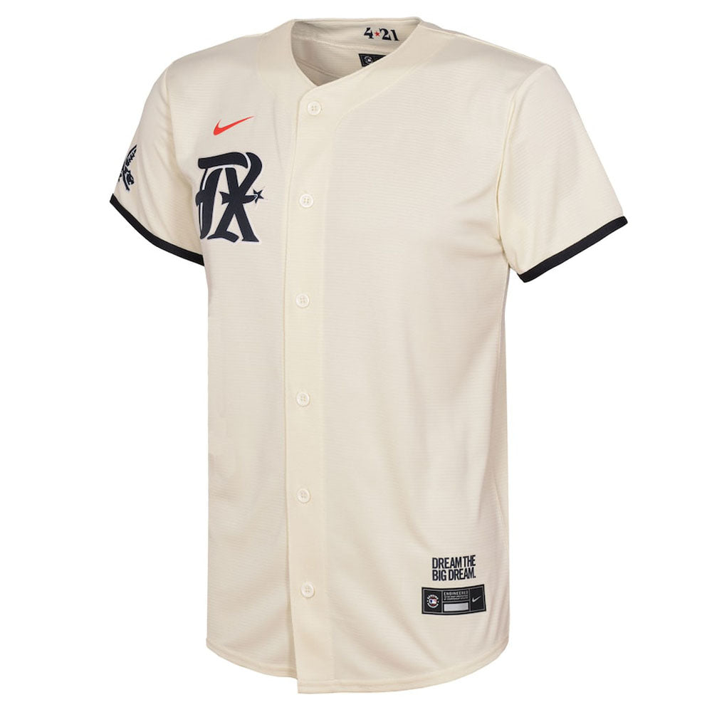Youth Texas Rangers Corey Seager 2023 City Connect Replica Jersey - Cream - vstockx