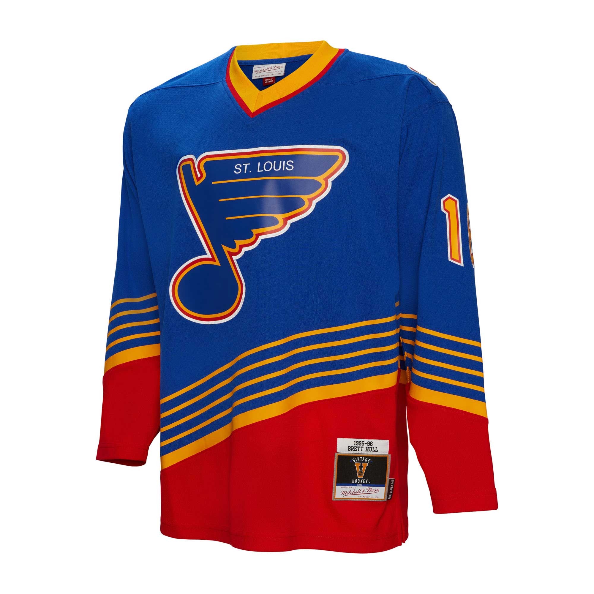 Brett Hull St. Louis Blues Mitchell & Ness 1995/96 Blue Line Player Jersey - Blue - vstockx