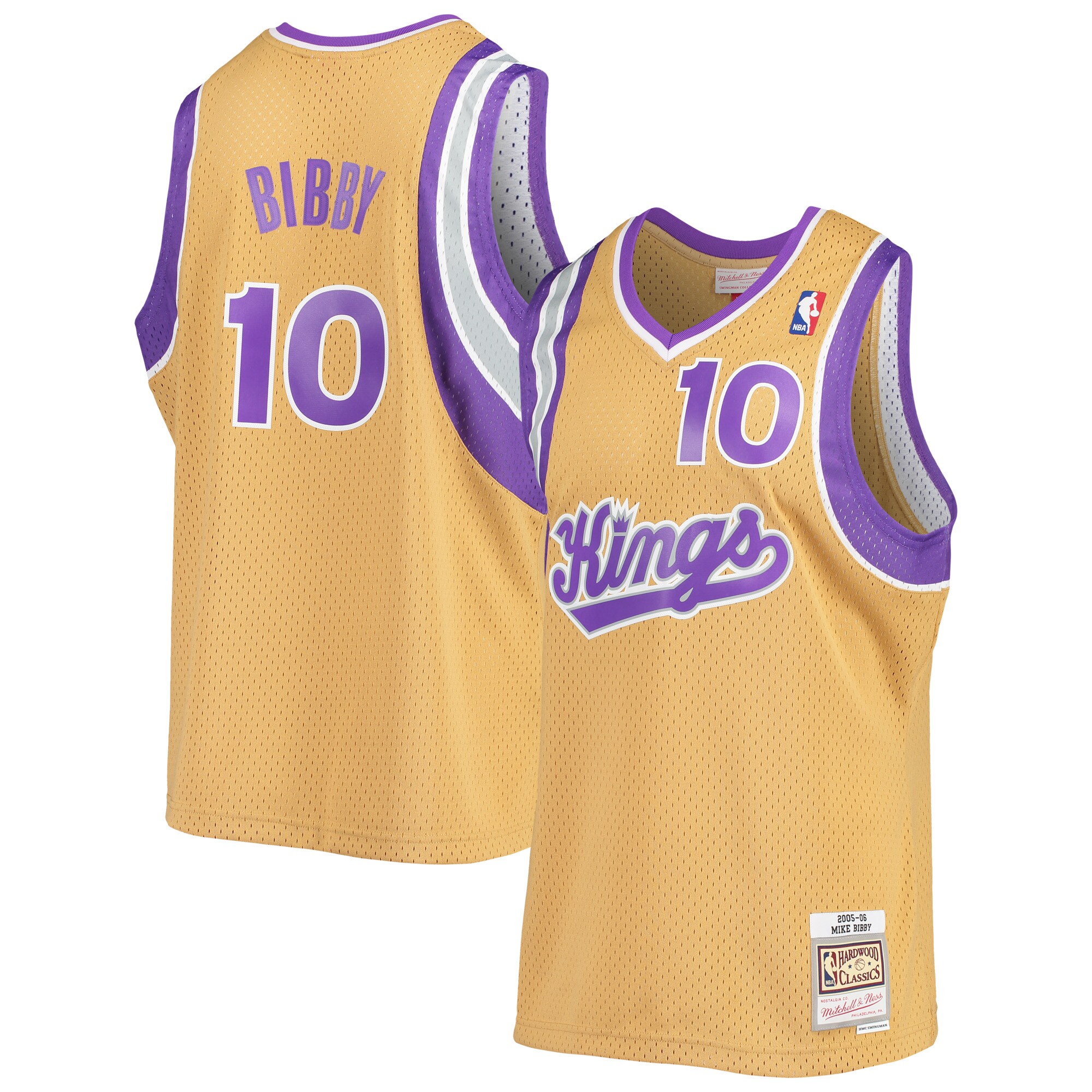 Mike Bibby Sacramento Kings Mitchell & Ness Hardwood Classics Swingman Jersey - Gold - vstockx