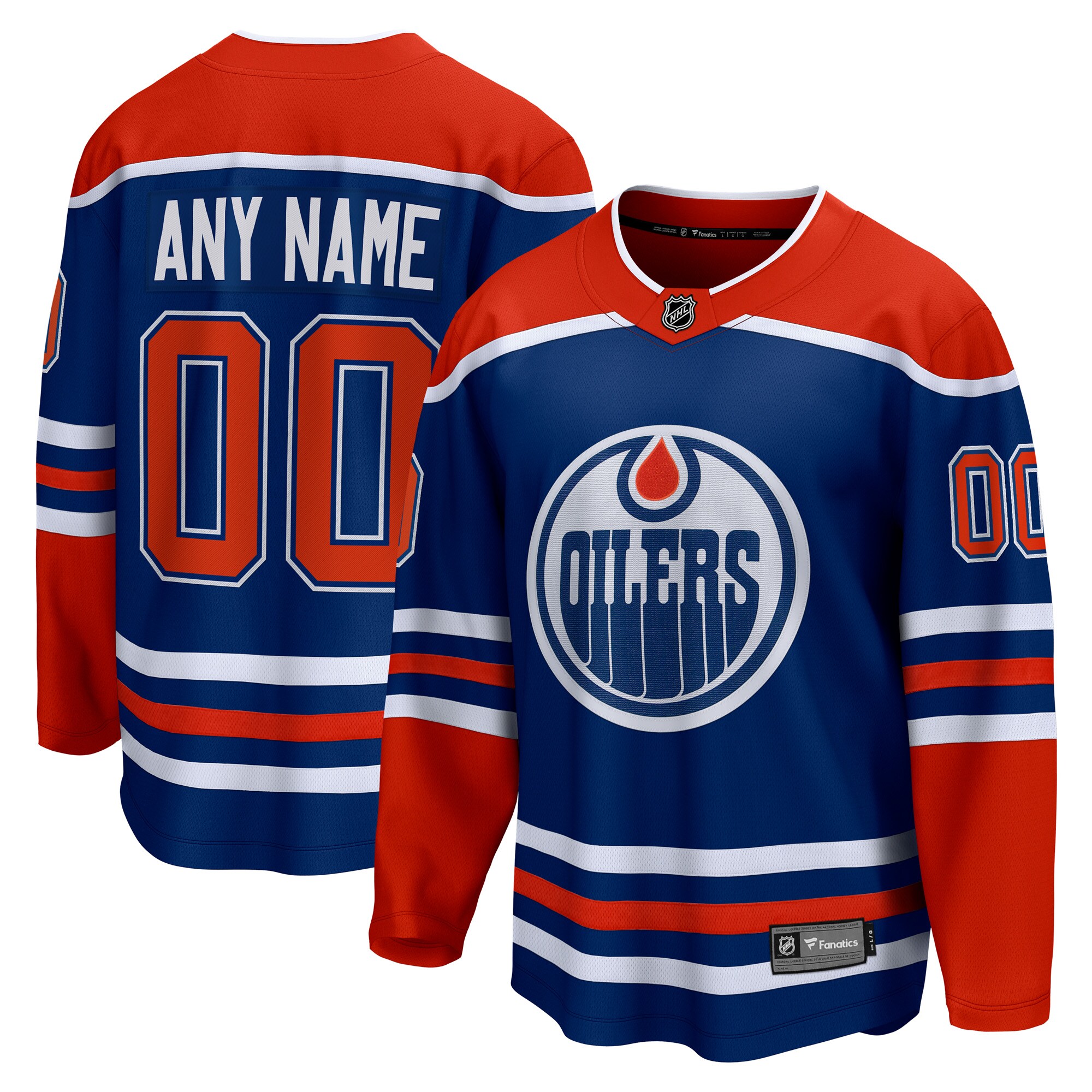 Edmonton Oilers Fanatics Branded Home Breakaway Custom Jersey - Royal - vstockx
