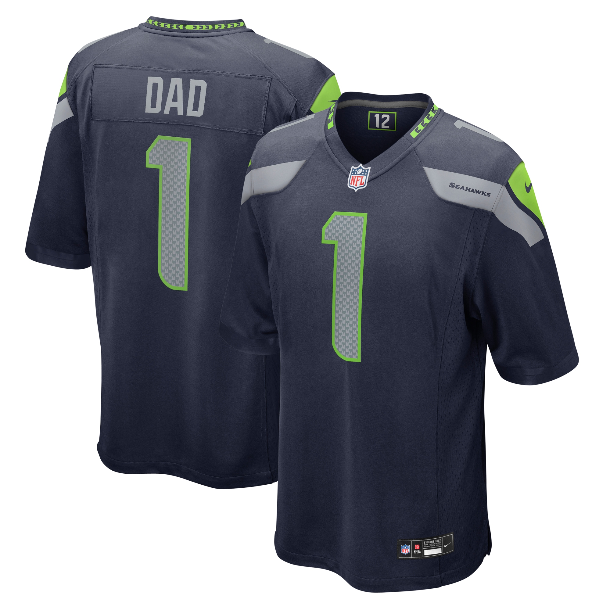 Number 1 Dad Seattle Seahawks Nike Game Jersey - College Navy - vstockx