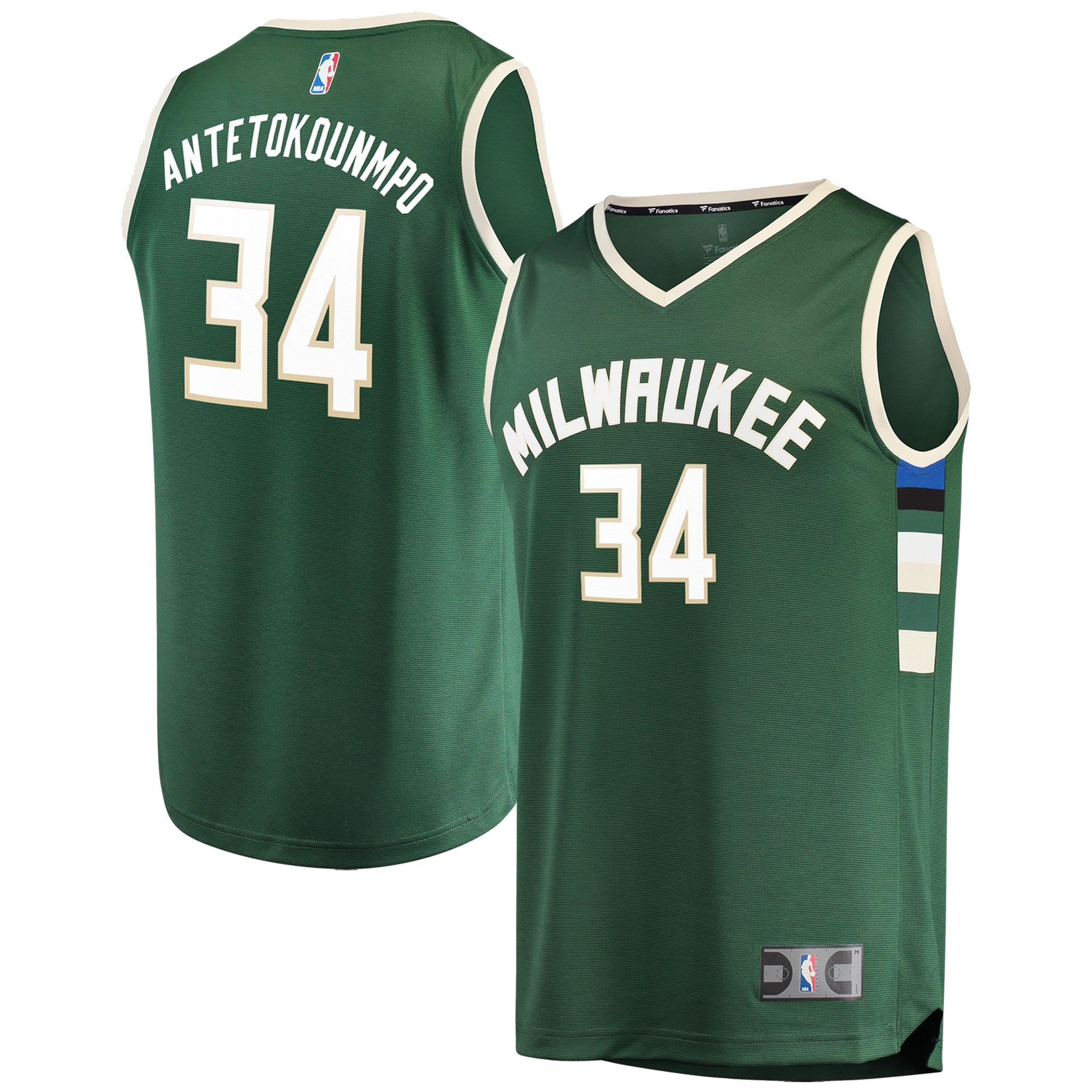Youth Fanatics Branded Giannis Antetokounmpo Hunter Green Milwaukee Bucks Fast Break Replica Jersey - Icon Edition - vstockx
