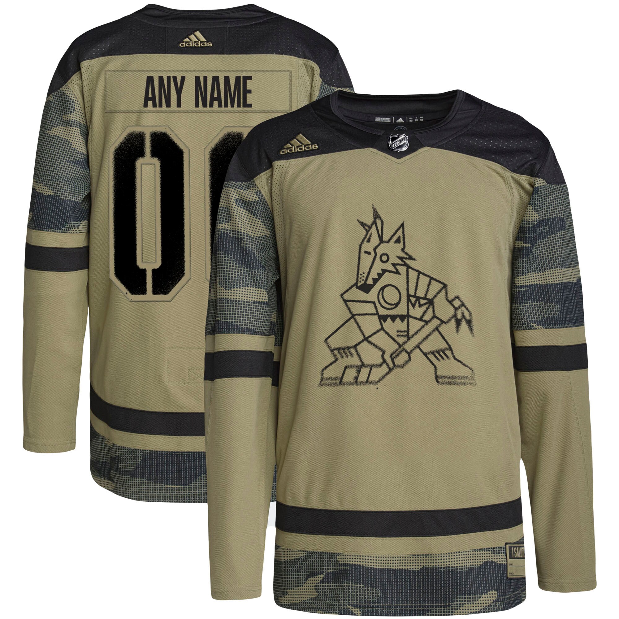 Arizona Coyotes adidas Military Appreciation Team Authentic Custom Practice Jersey - Camo - vstockx