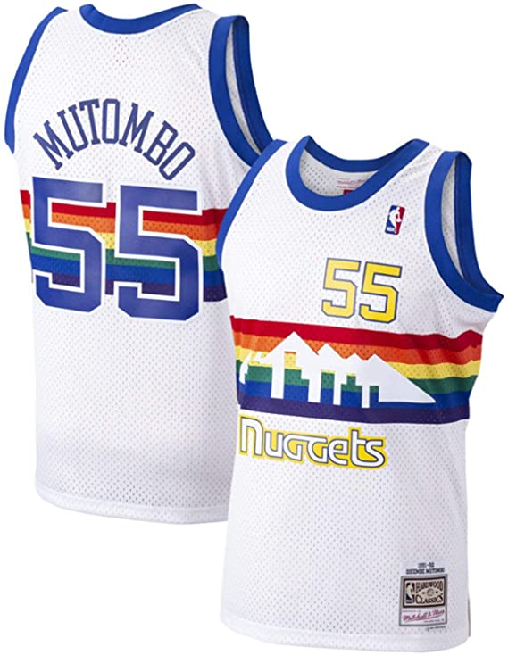 Men's Mitchell & Ness Dikembe Mutombo Denver Nuggets Men's White 1991-92 Swingman Jersey - vstockx