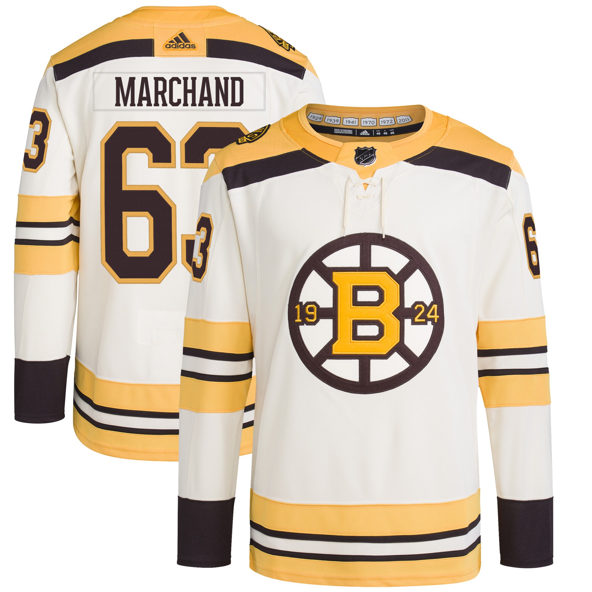 Brad Marchand Boston Bruins adidas Primegreen Authentic Pro Player Jersey - Cream - vstockx
