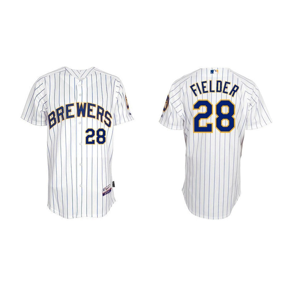 Men's Milwaukee Brewers Prince Fielder Replica Home Jersey - White - vstockx