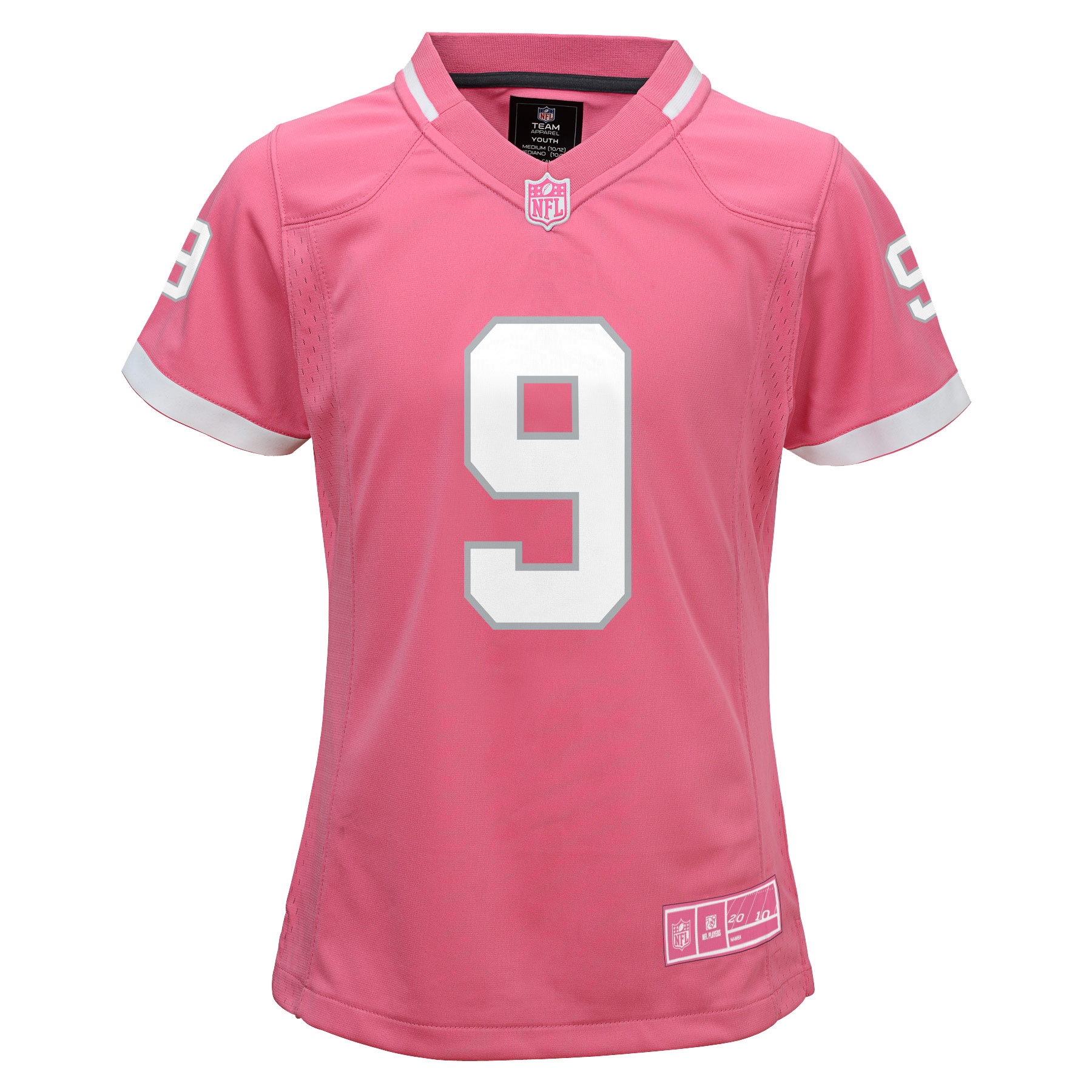 Drew Brees New Orleans Saints Girls Youth Bubble Gum Jersey - Pink - vstockx
