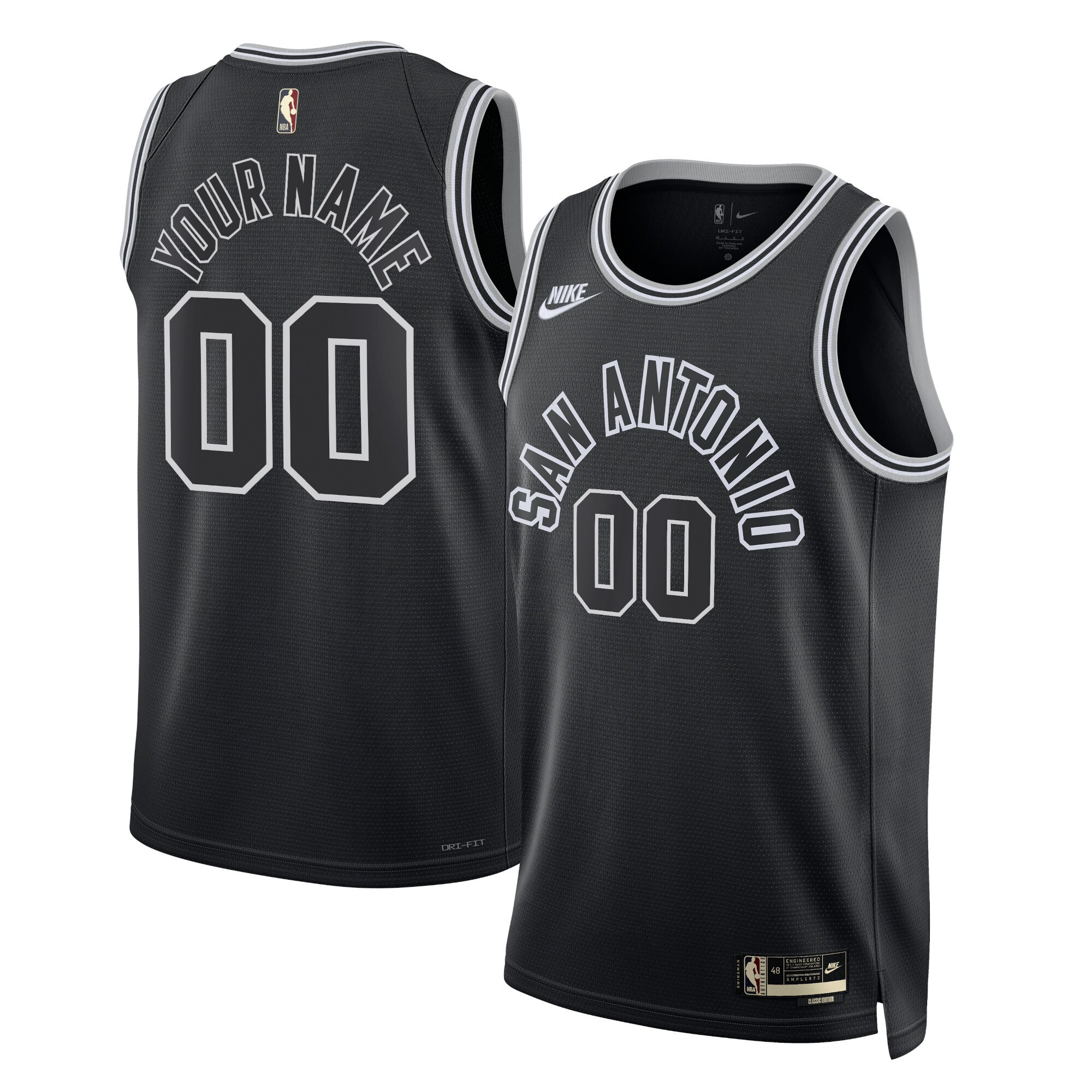 San Antonio Spurs Nike Unisex 2022/23 Custom Swingman Jersey - Classic Edition - Black - vstockx