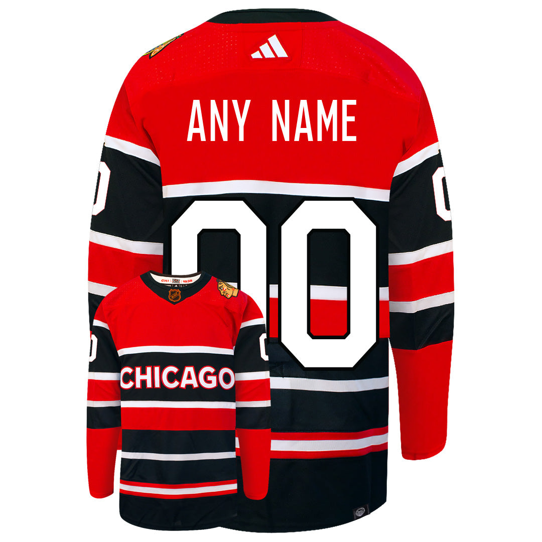 Customizable Chicago Blackhawks Adidas 2022 Primegreen Reverse Retro Authentic NHL Hockey Jersey - vstockx