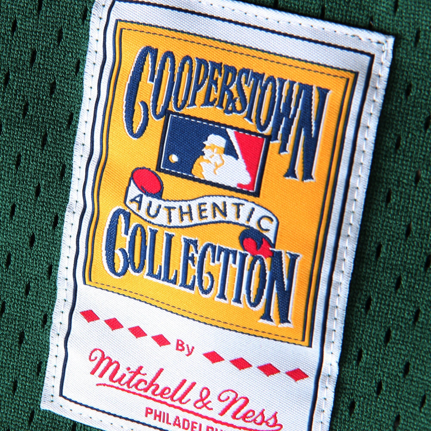 Men's Oakland Athletics Rickey Henderson 1998 Mitchell & Ness Green Cooperstown 1987 Mesh Batting Practice Jersey - vstockx
