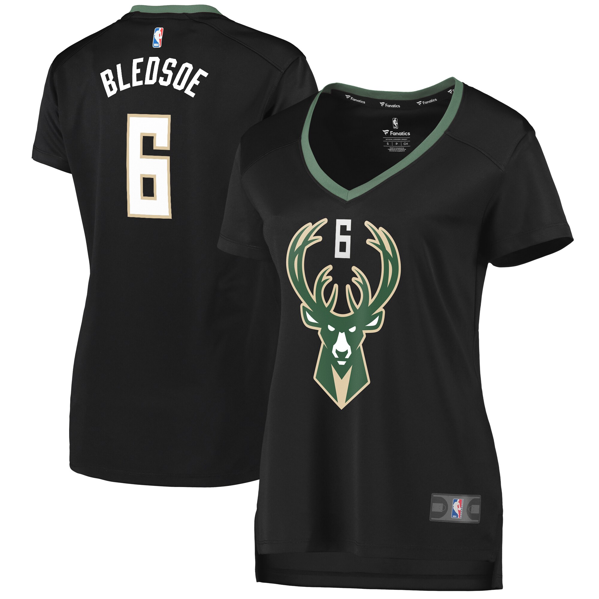 Eric Bledsoe Milwaukee Bucks Fanatics Branded Women's Fast Break Replica Player Jersey - Statement Edition - Black - vstockx