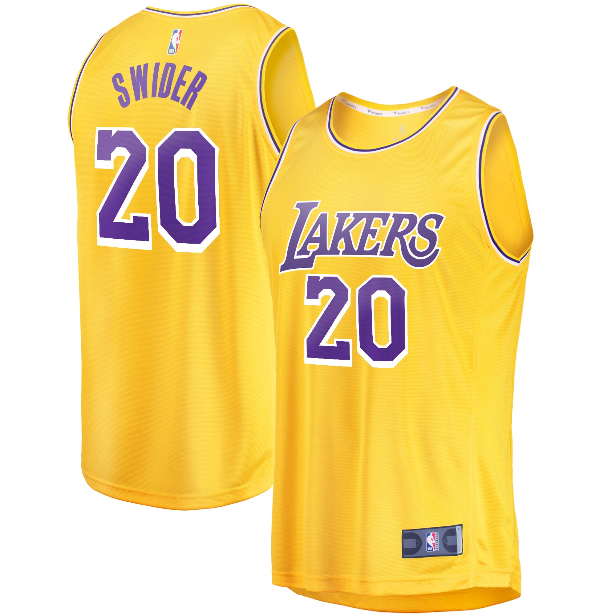 Cole Swider Los Angeles Lakers Fanatics Branded Fast Break Replica Jersey - Icon Edition - Gold - vstockx