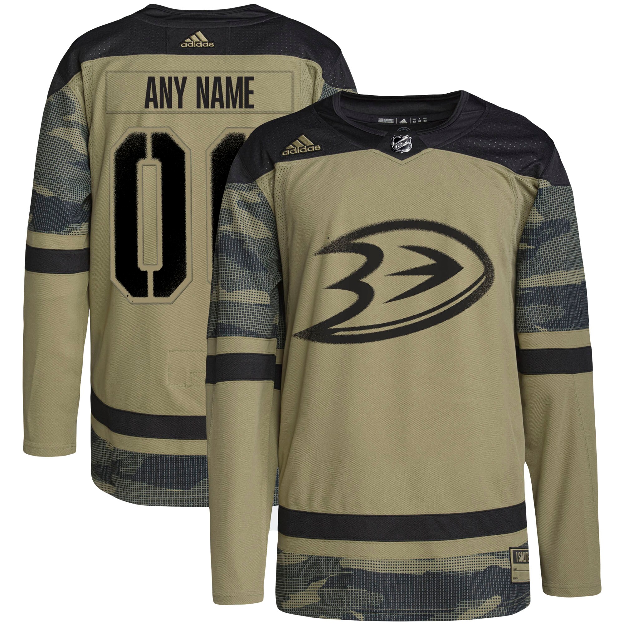 Anaheim Ducks adidas Military Appreciation Team Authentic Custom Practice Jersey - Camo - vstockx