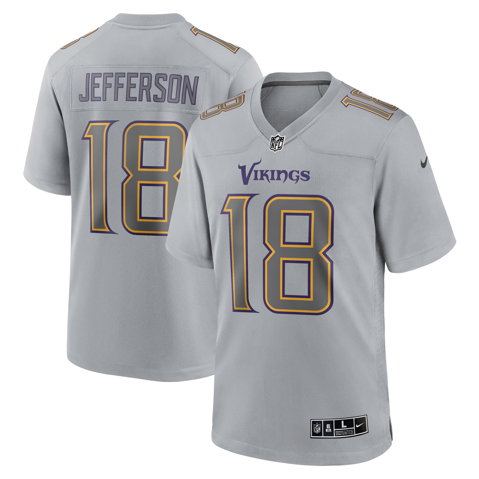 Justin Jefferson Minnesota Vikings Nike Atmosphere Fashion Game Jersey - Gray - vstockx