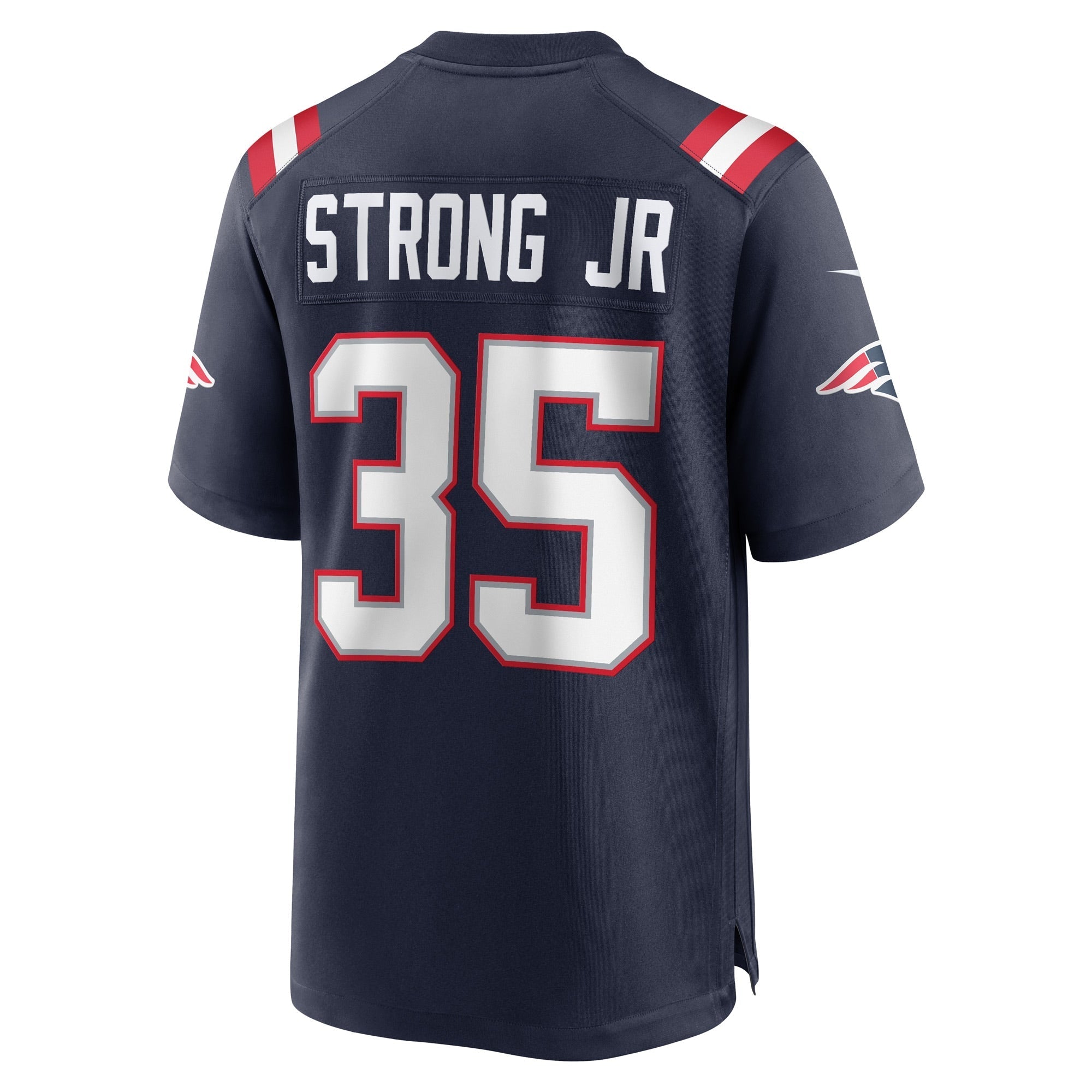 Men's Nike Pierre Strong Jr. Navy New England Patriots Game Player Jersey - vstockx
