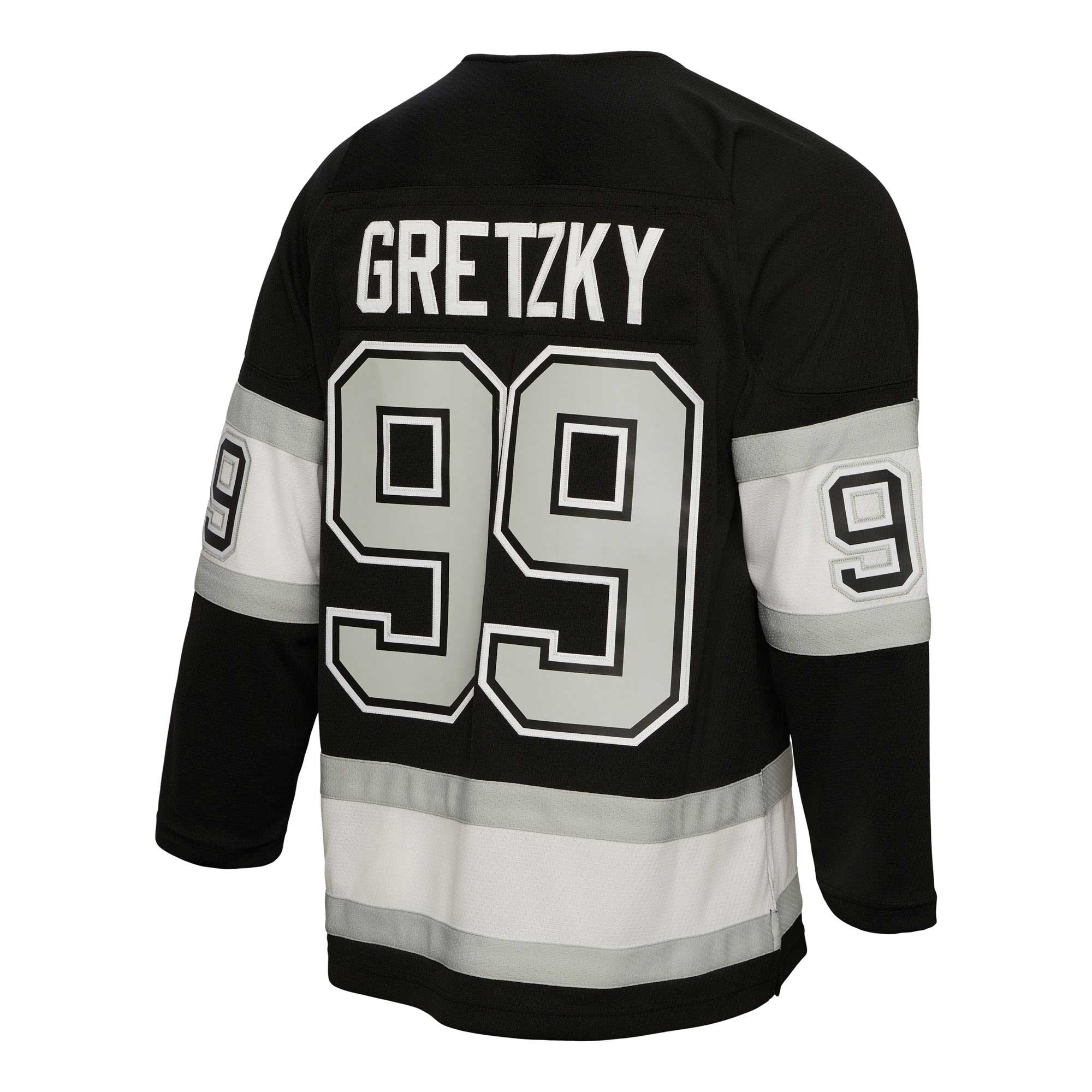 Wayne Gretzky Los Angeles Kings Mitchell & Ness 1992/93 Captain Patch Blue Line Player Jersey - Black - vstockx