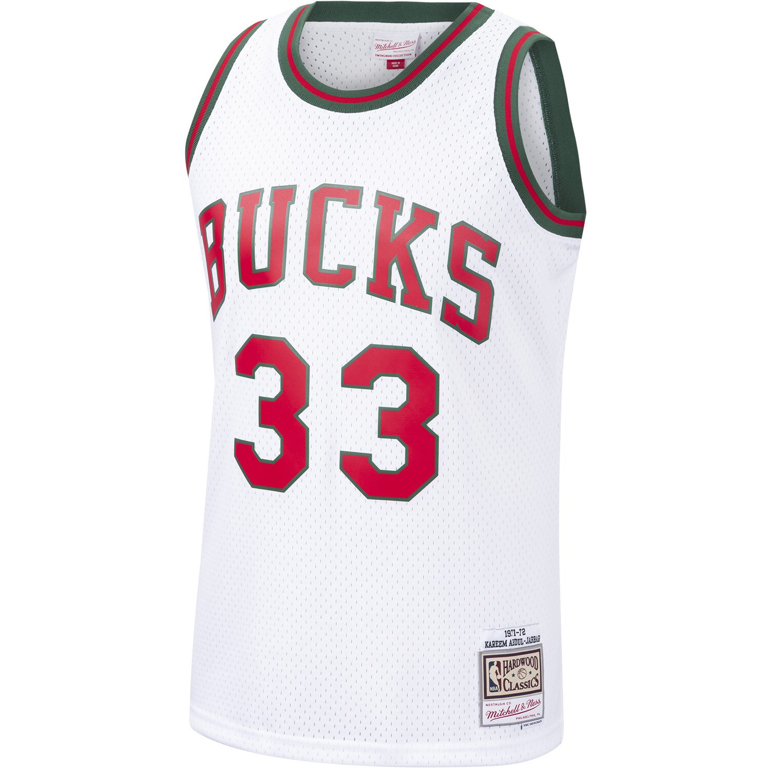 Kareem Abdul-Jabbar Milwaukee Bucks Mitchell & Ness Hardwood Classics Swingman Jersey - White - vstockx
