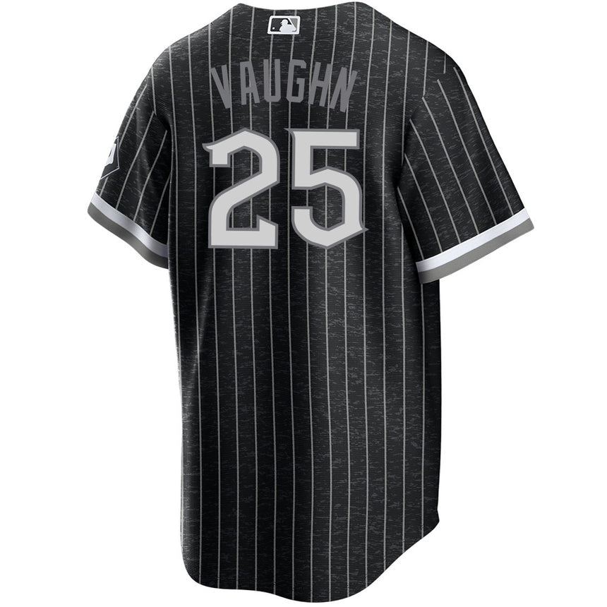 Men's Andrew Vaughn Chicago White Sox Black City Connect Replica Jersey - vstockx