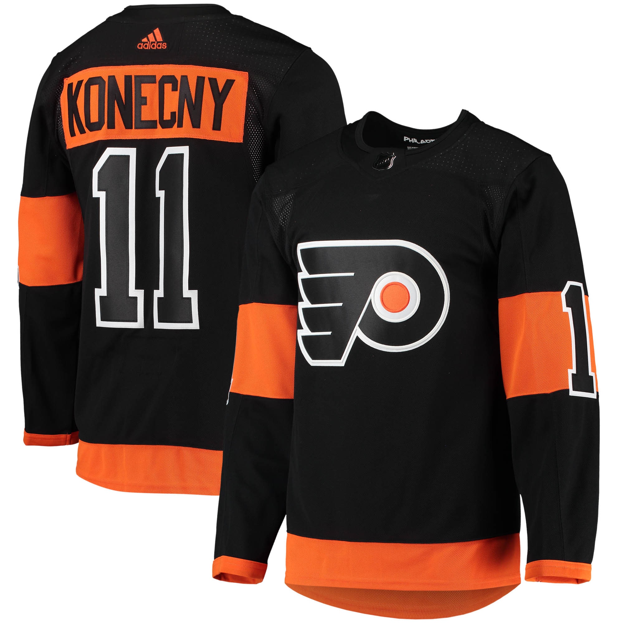 Travis Konecny Philadelphia Flyers adidas Alternate Primegreen Authentic Pro Player Jersey - Black - vstockx